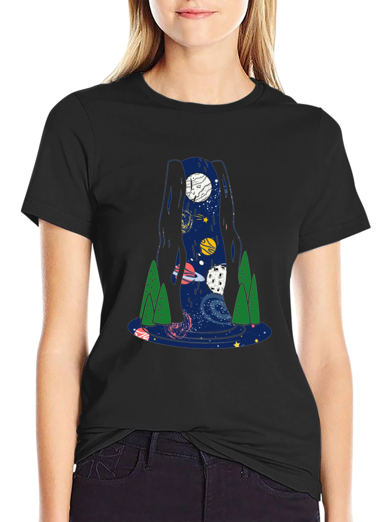 Space Waterfall Graphic T-Shirt