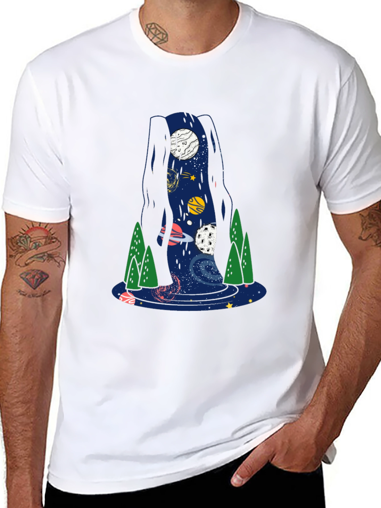 Space Waterfall Graphic T-Shirt