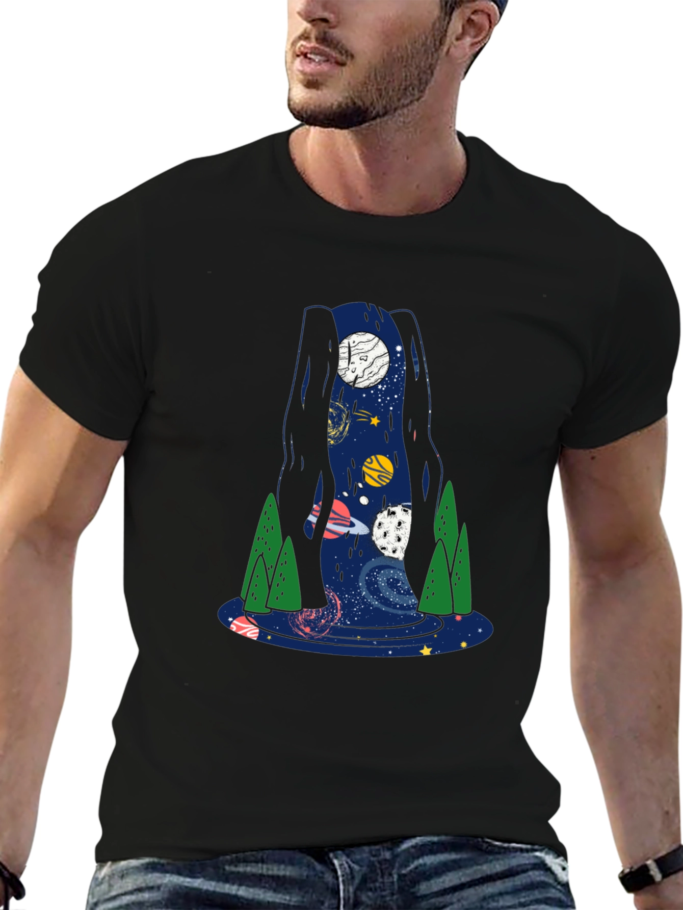 Space Waterfall Graphic T-Shirt