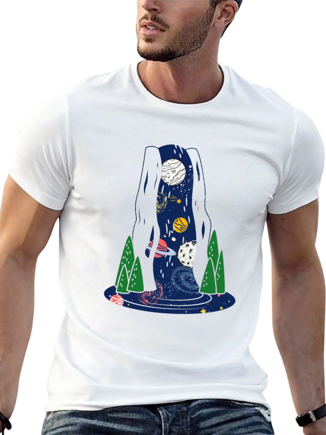 Space Waterfall Graphic T-Shirt