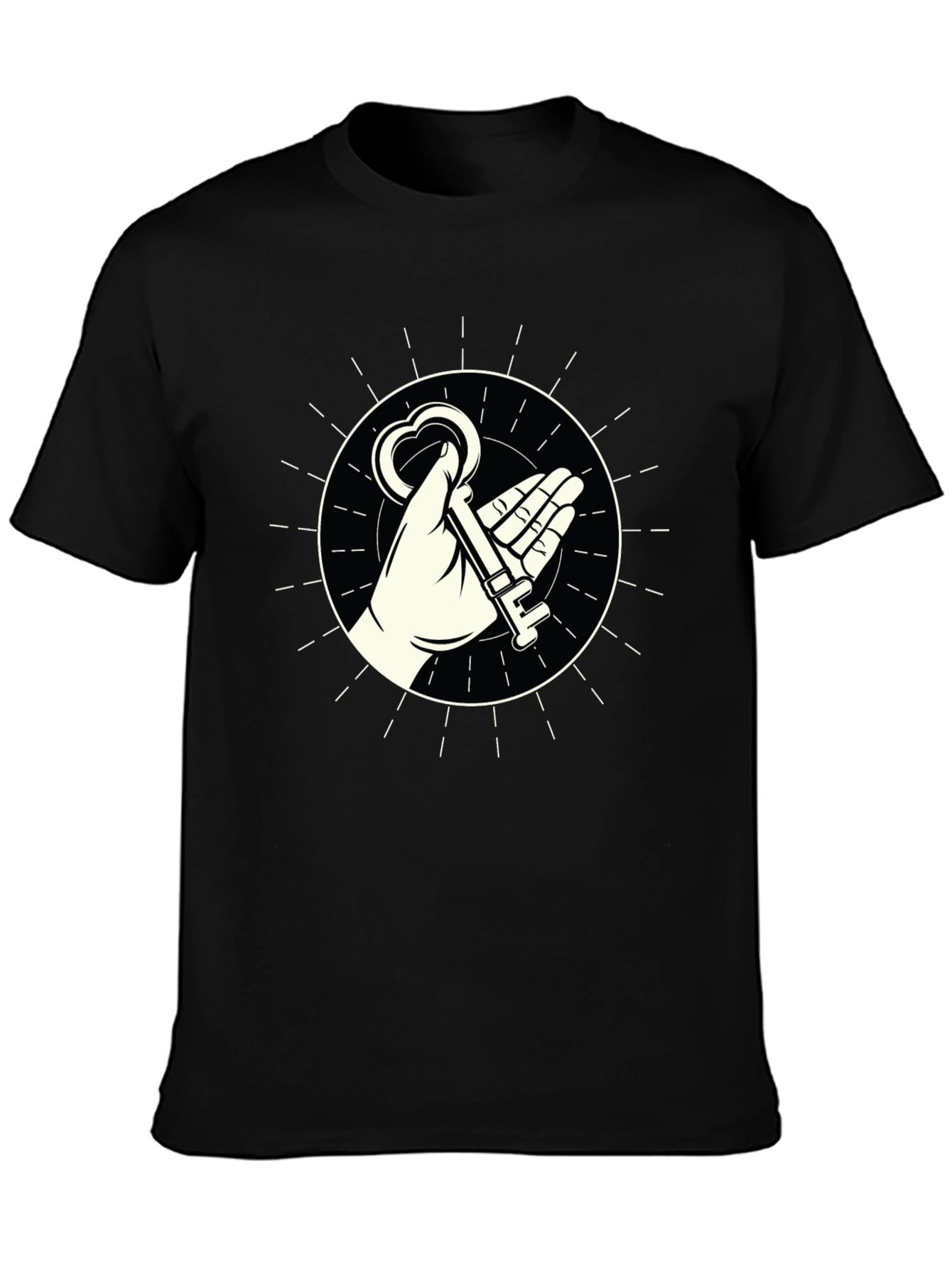 Mystic Key Graphic Tee - Black Cotton Blend