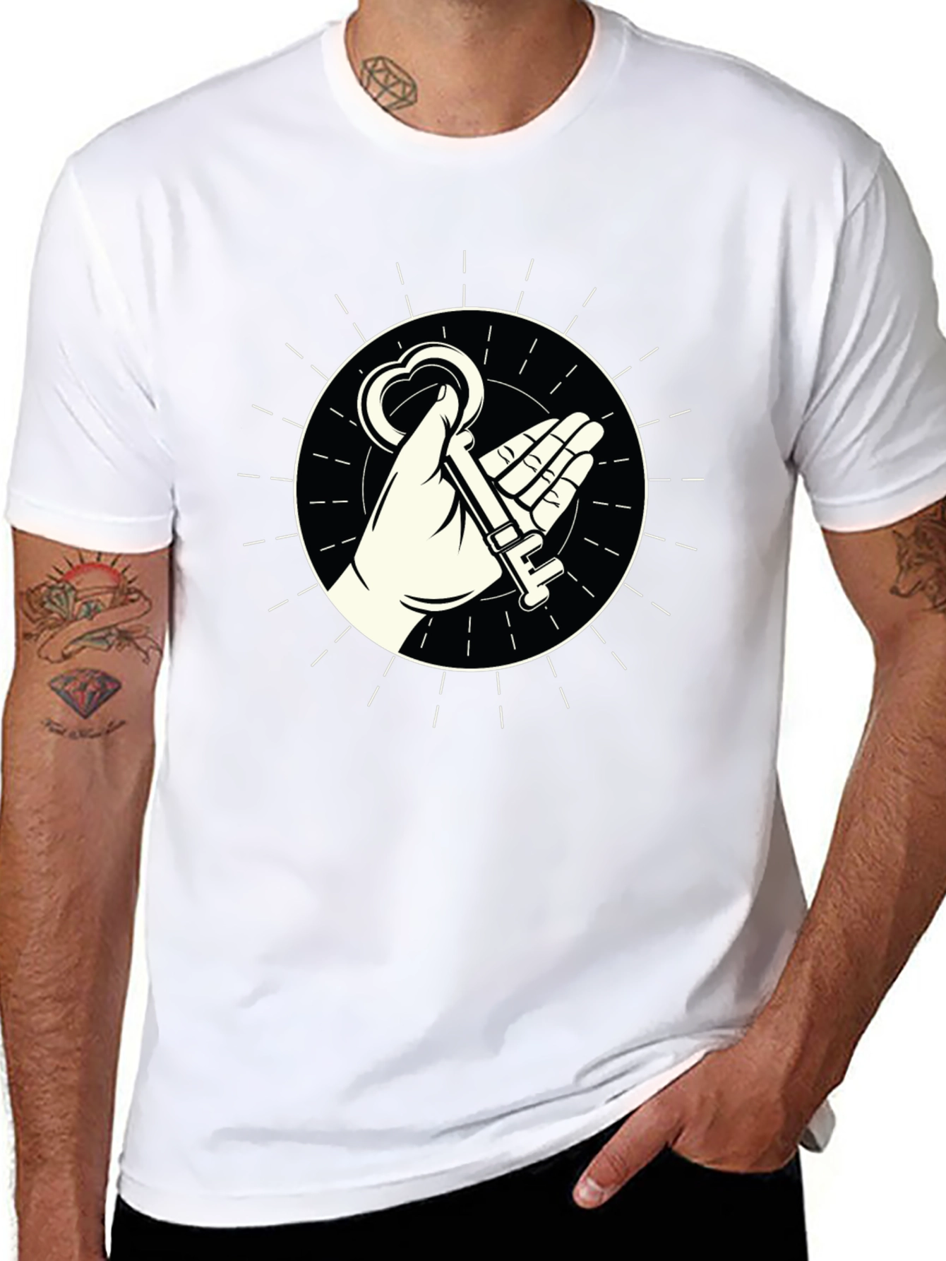 Mystic Key Graphic Tee - Black Cotton Blend