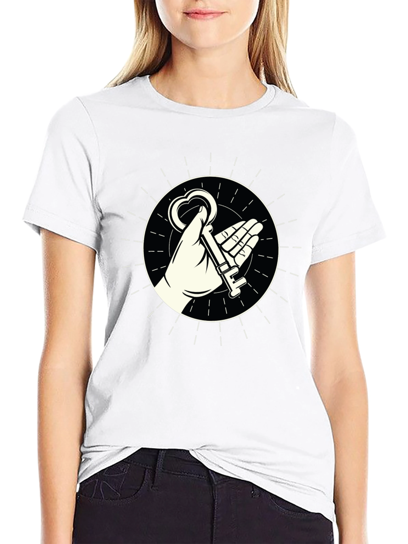 Mystic Key Graphic Tee - Black Cotton Blend