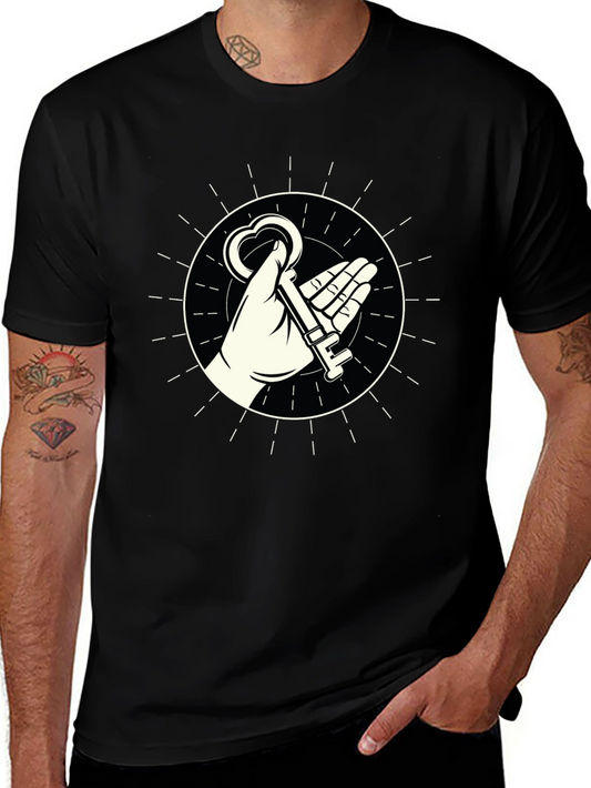 Mystic Key Graphic Tee - Black Cotton Blend