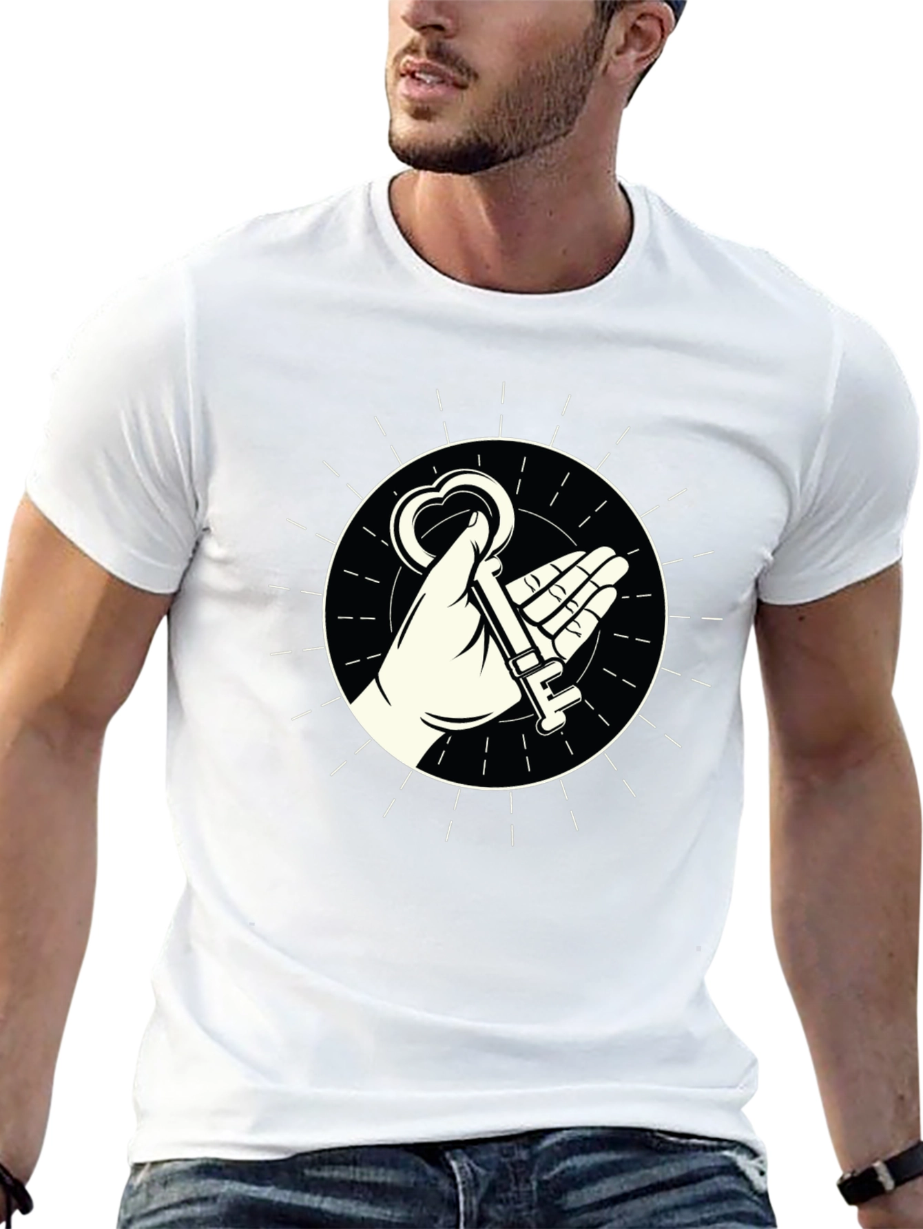 Mystic Key Graphic Tee - Black Cotton Blend