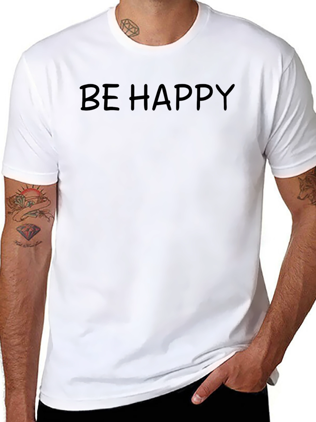 Be Happy Black Graphic Tee