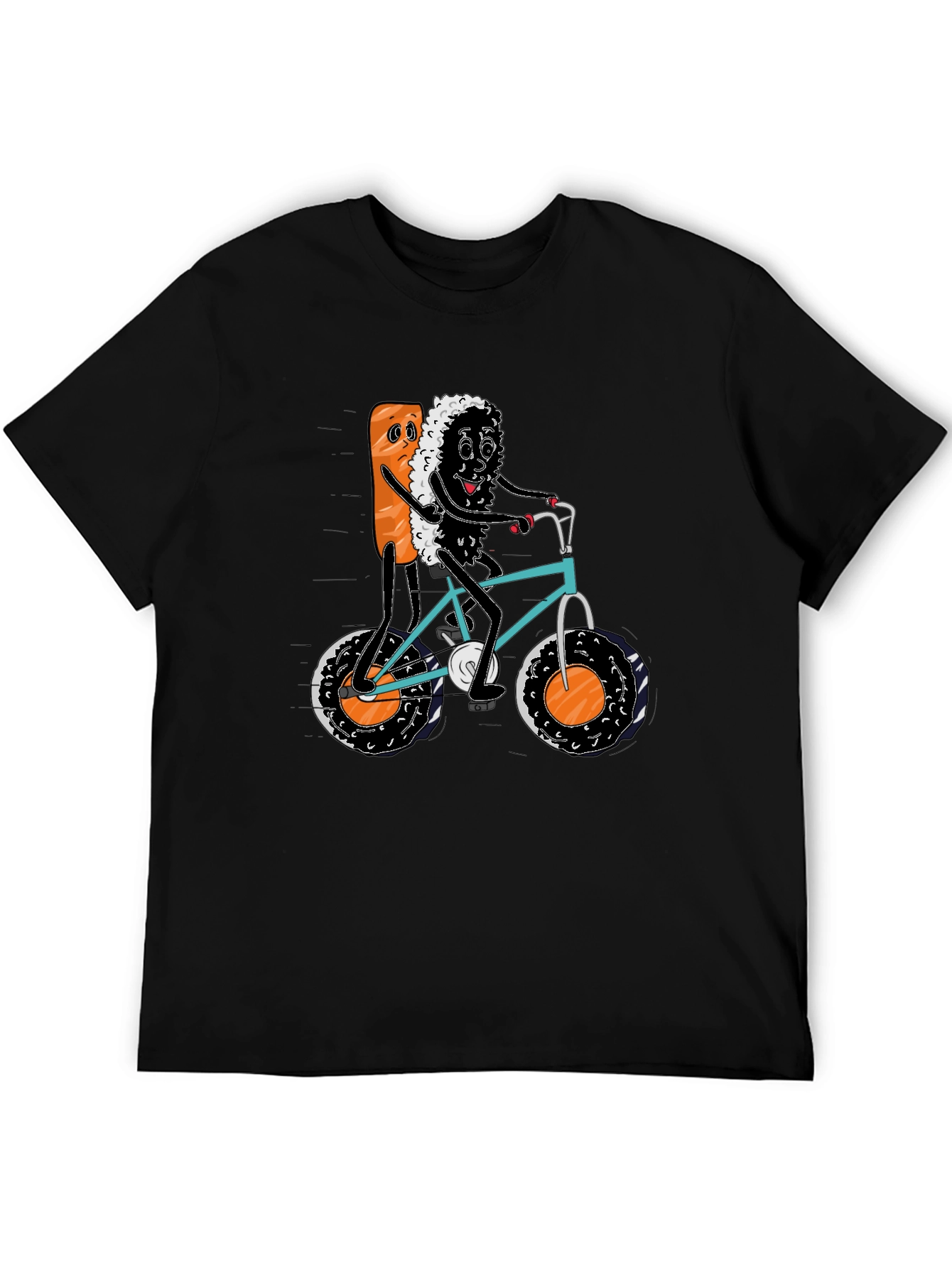 Sushi Bike Ride Black T-Shirt