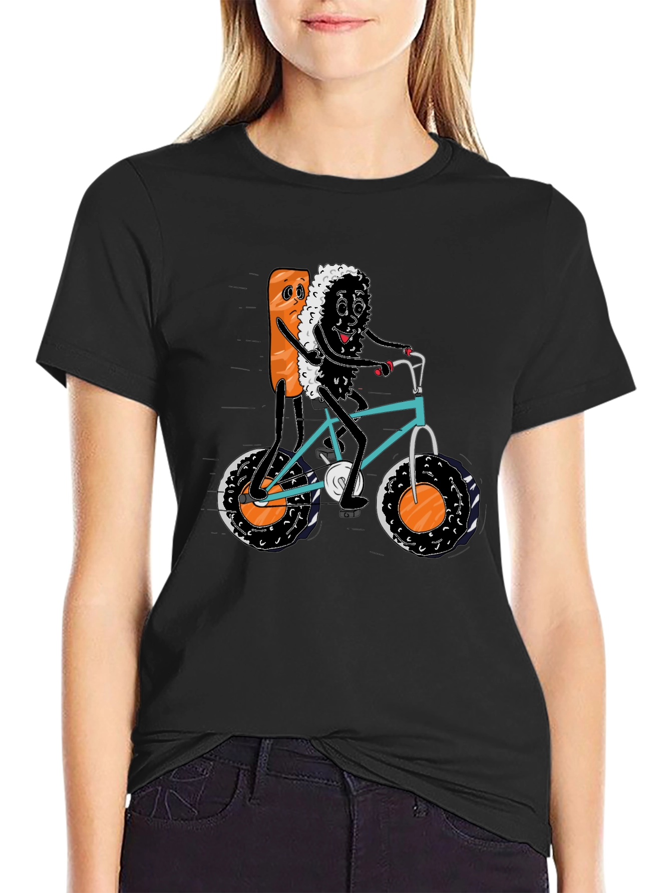 Sushi Bike Ride Black T-Shirt