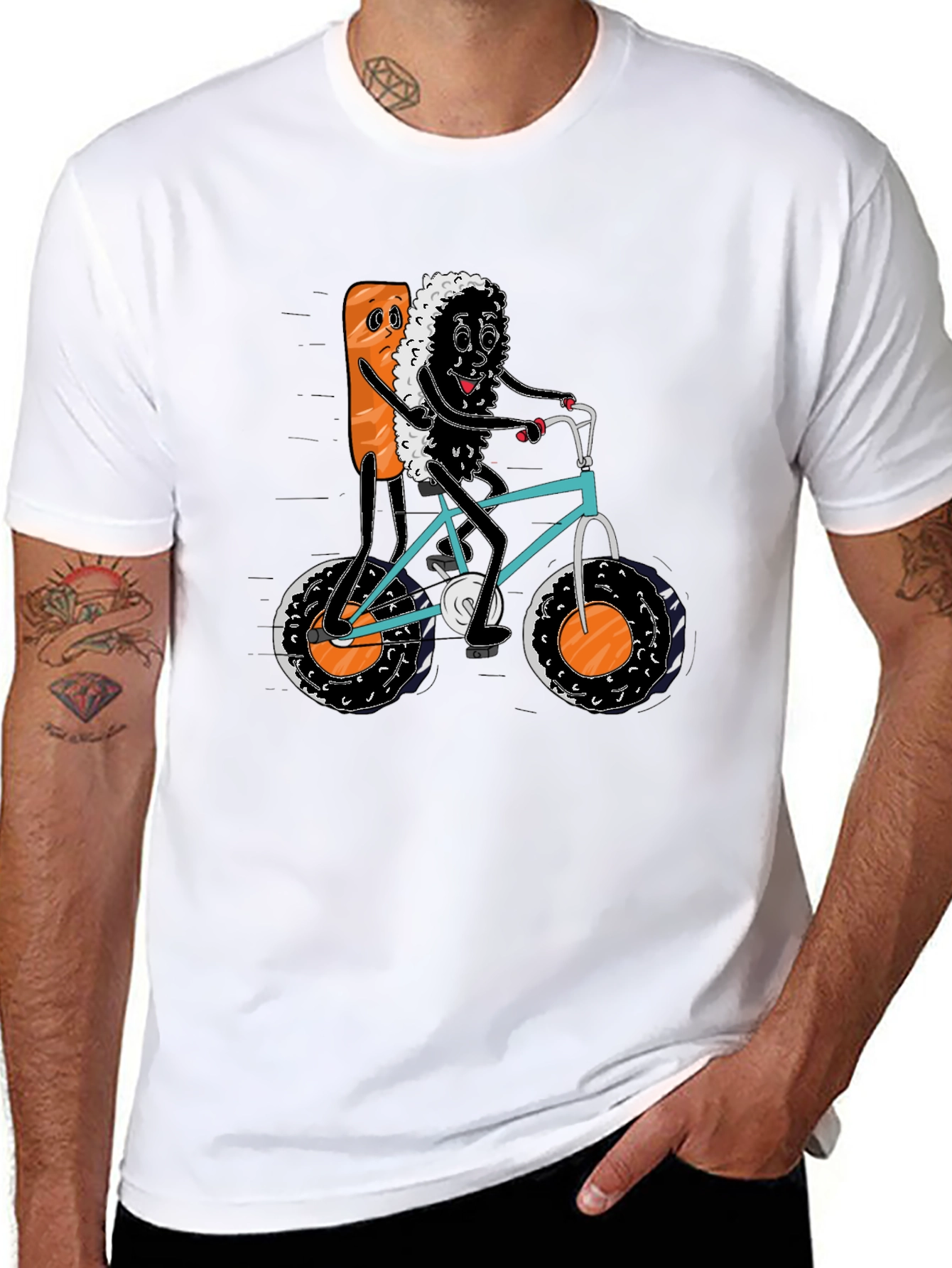 Sushi Bike Ride Black T-Shirt
