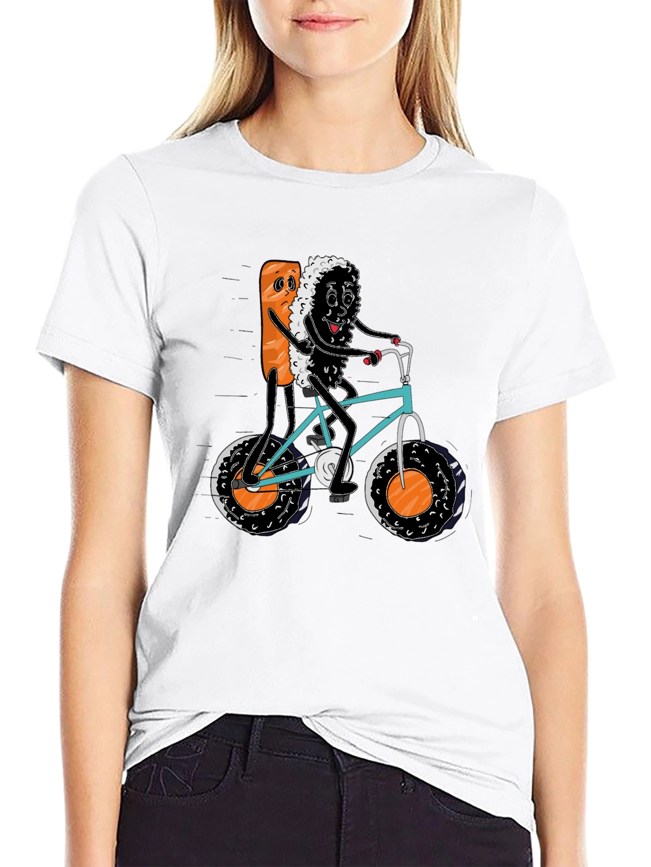 Sushi Bike Ride Black T-Shirt