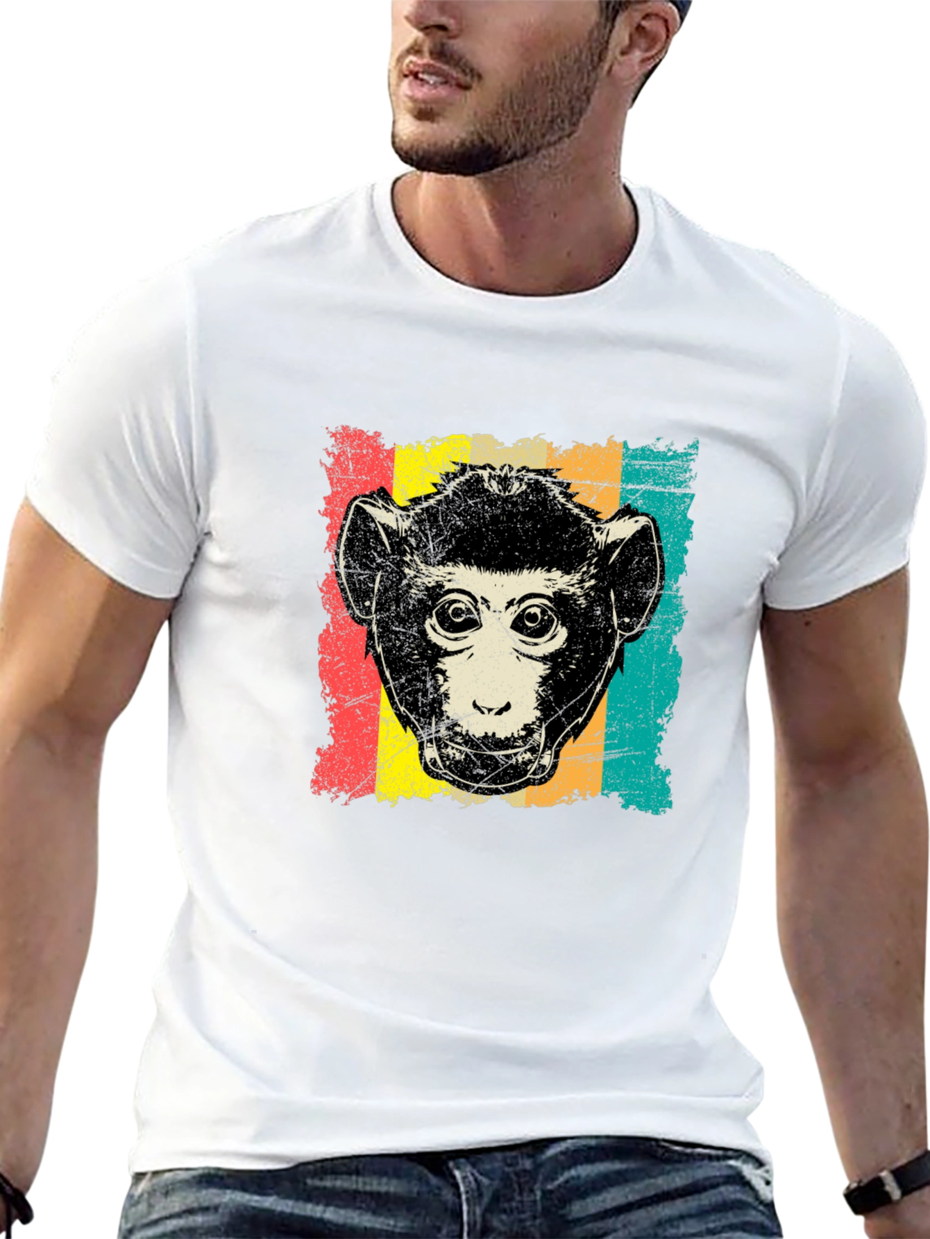Retro Monkey Graphic T-Shirt - Black