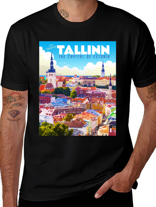 Tallinn Estonia Travel T-Shirt - Black