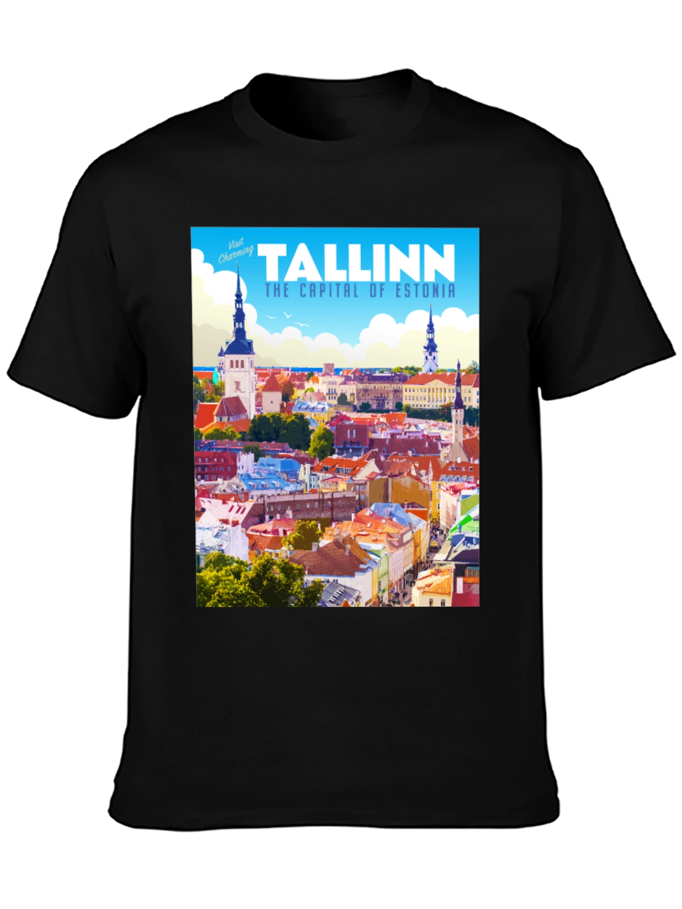 Tallinn Estonia Travel T-Shirt - Black