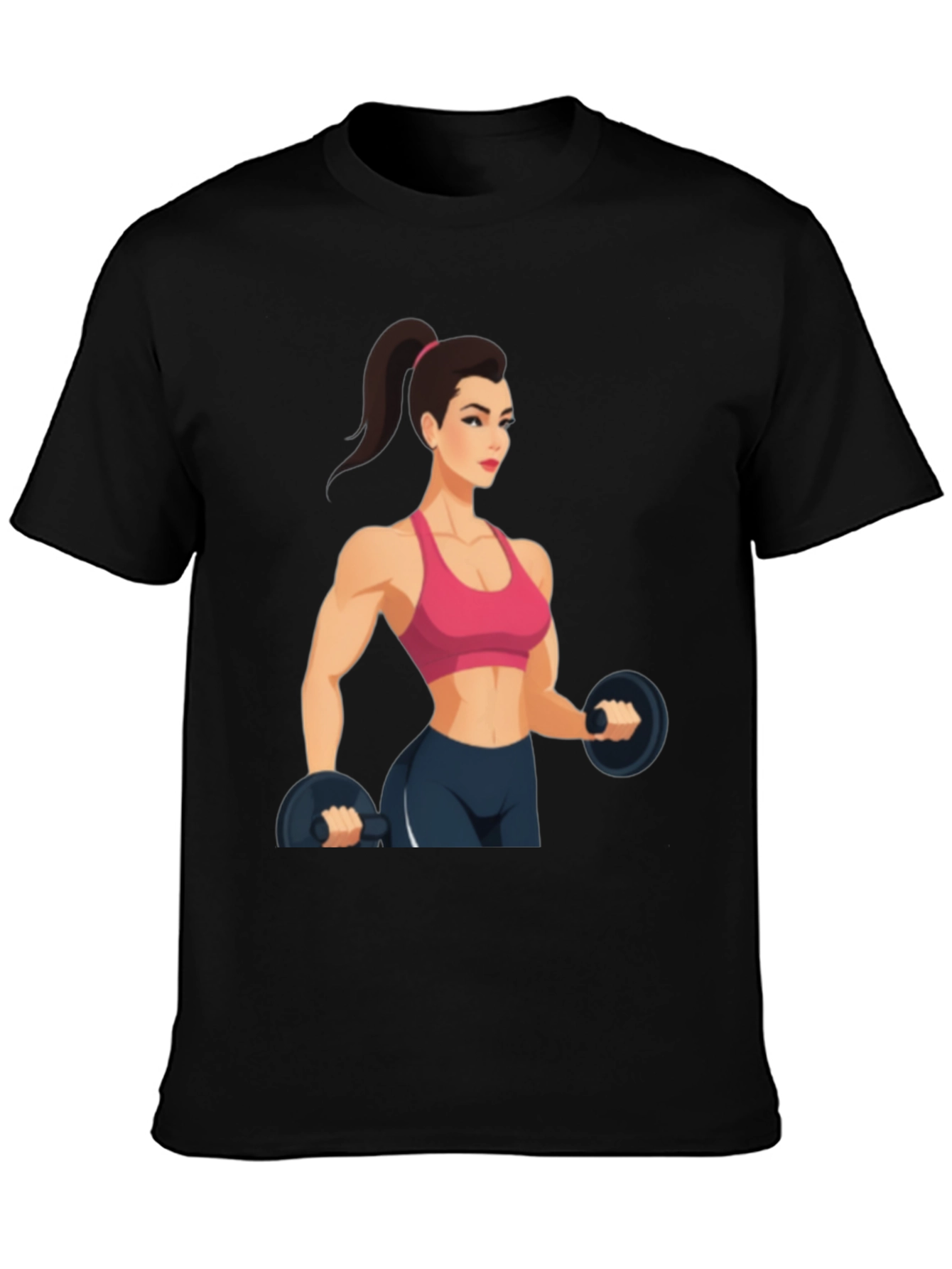 Fitness Woman Graphic Black T-Shirt