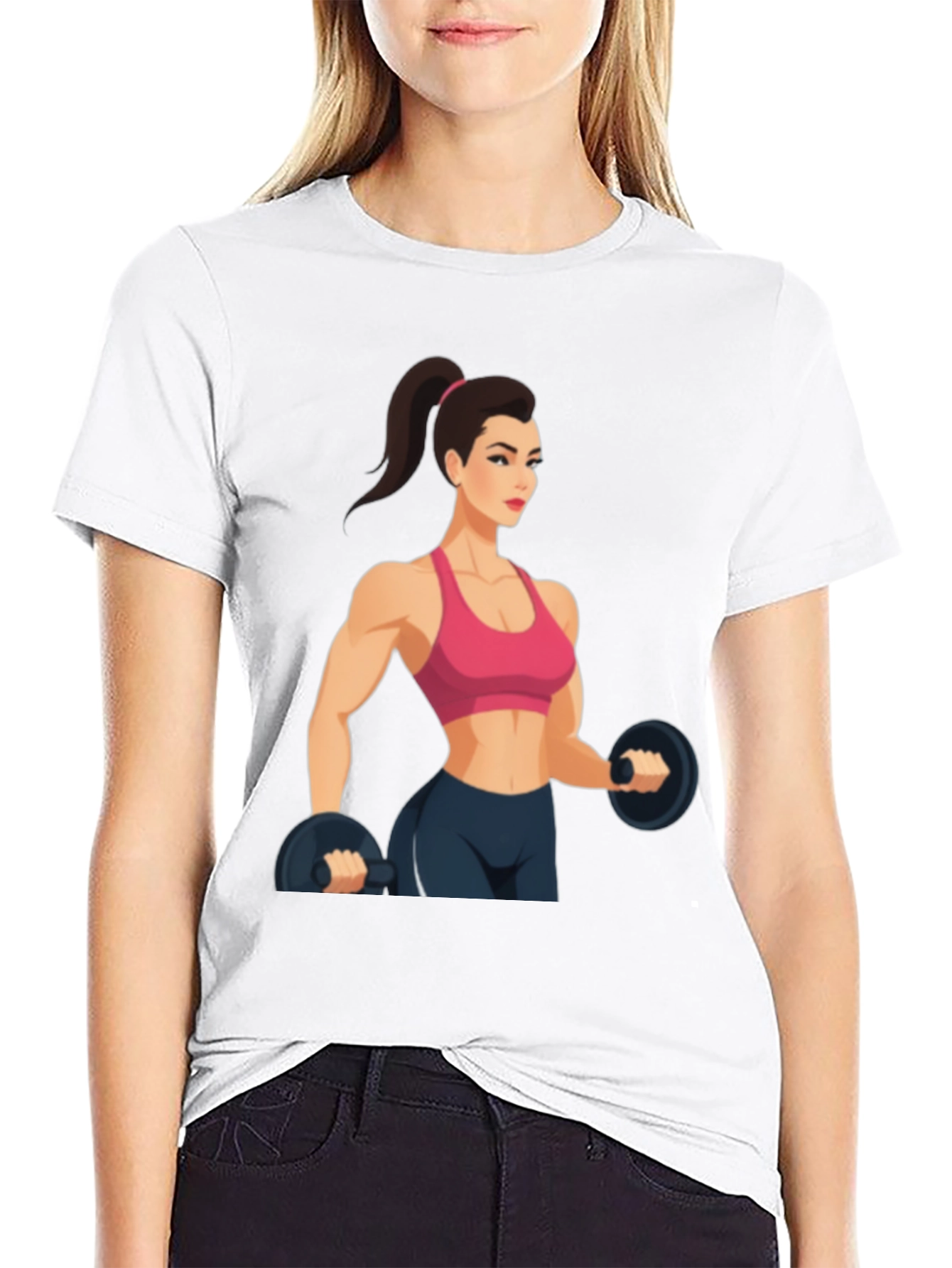Fitness Woman Graphic Black T-Shirt