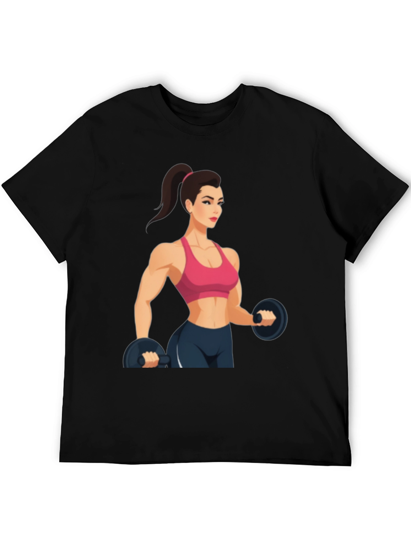Fitness Woman Graphic Black T-Shirt