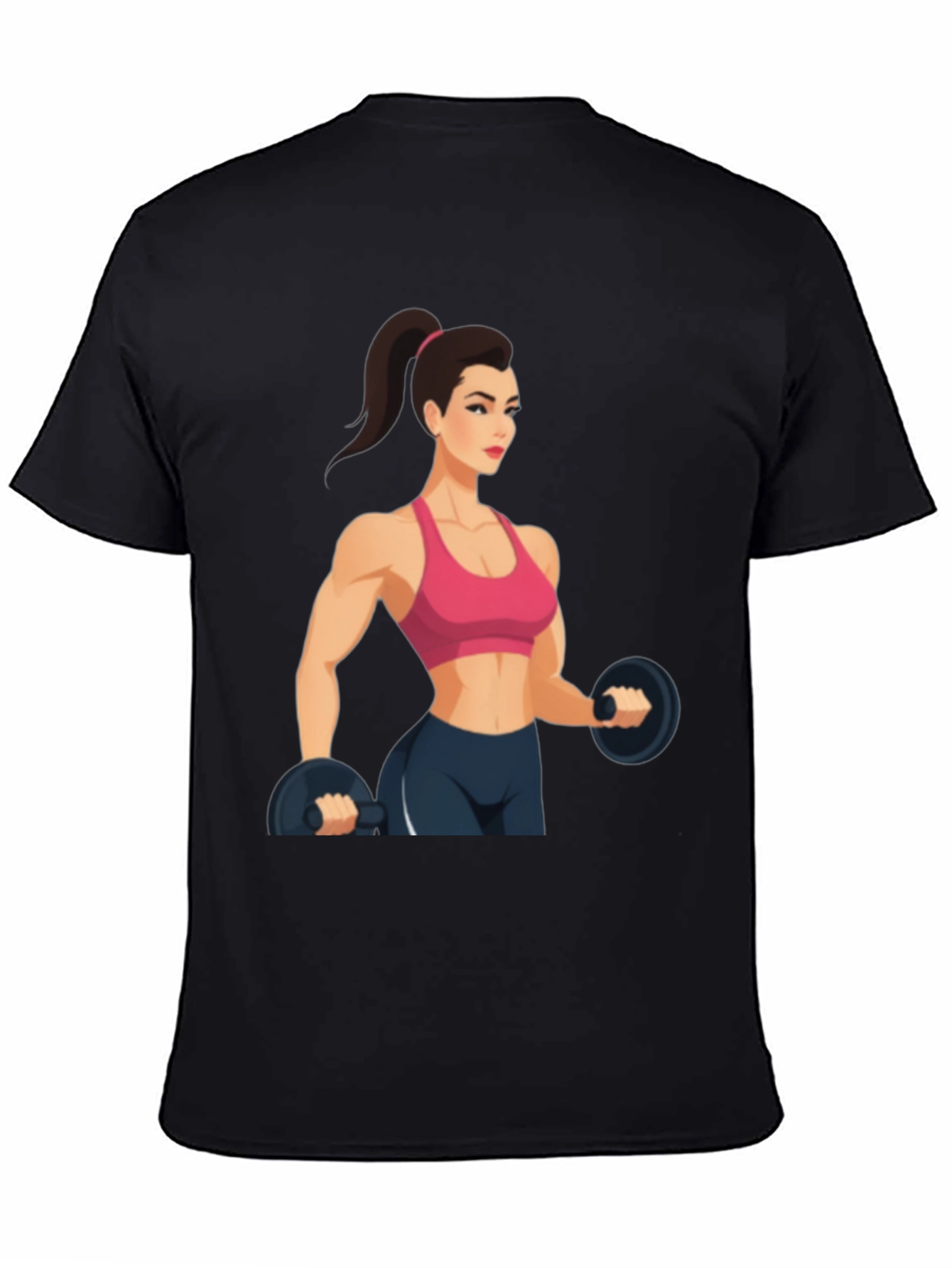Fitness Woman Graphic Black T-Shirt
