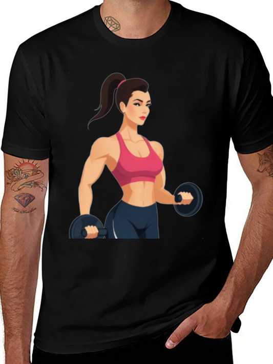 Fitness Woman Graphic Black T-Shirt