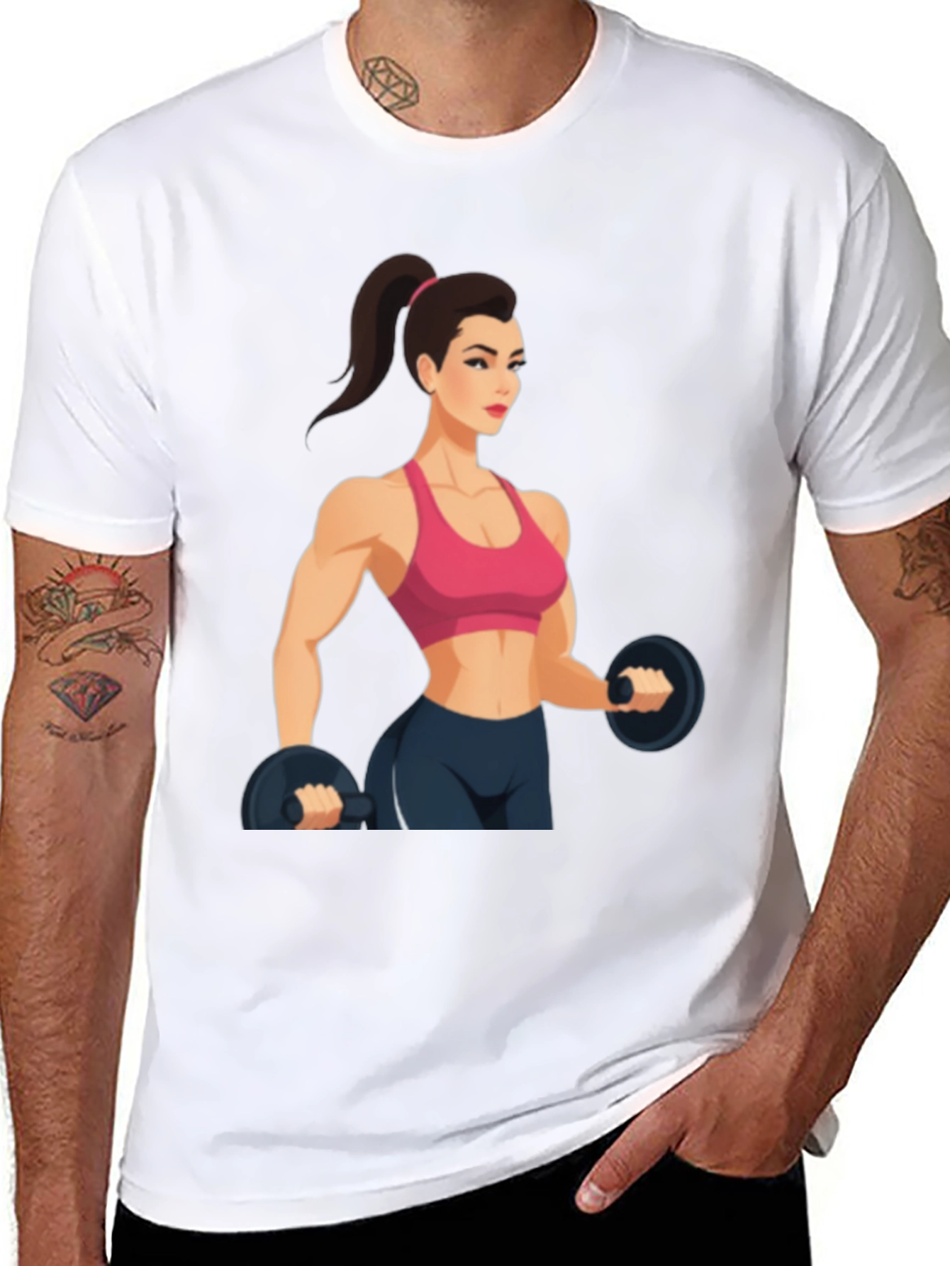 Fitness Woman Graphic Black T-Shirt
