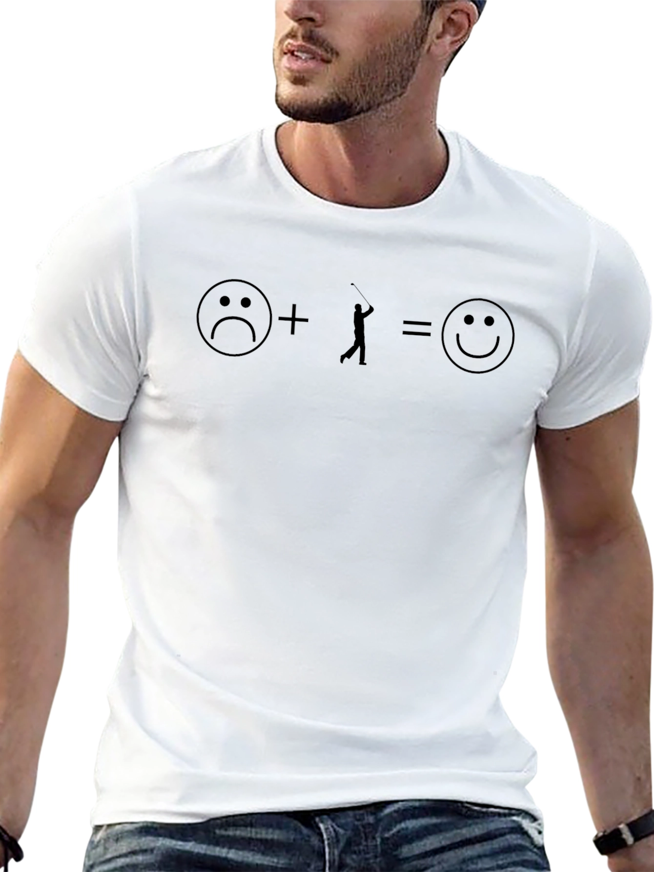 Golfing Happiness T-Shirt - Black Graphic Tee