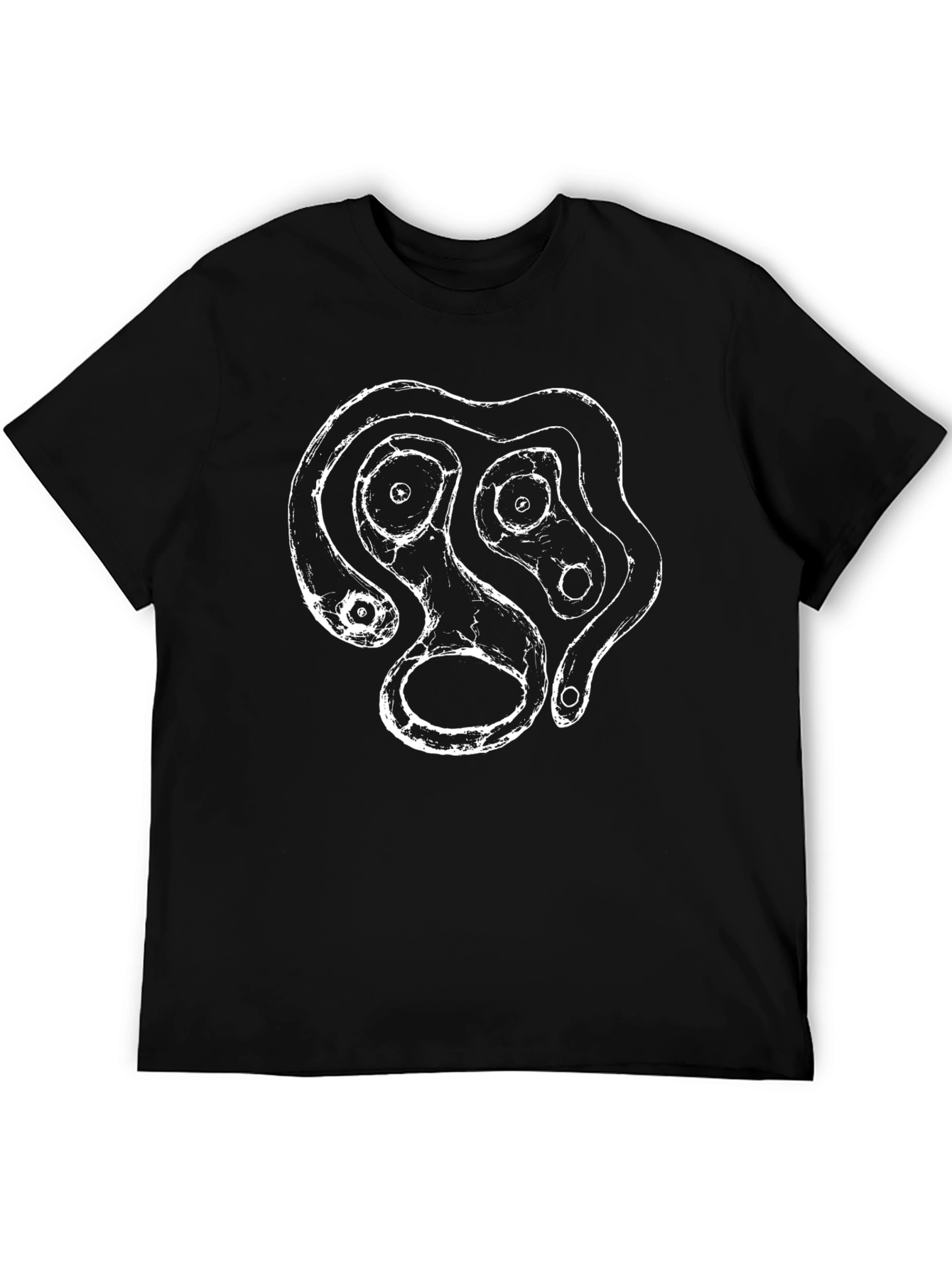Abstract White Graphic Print Black T-Shirt