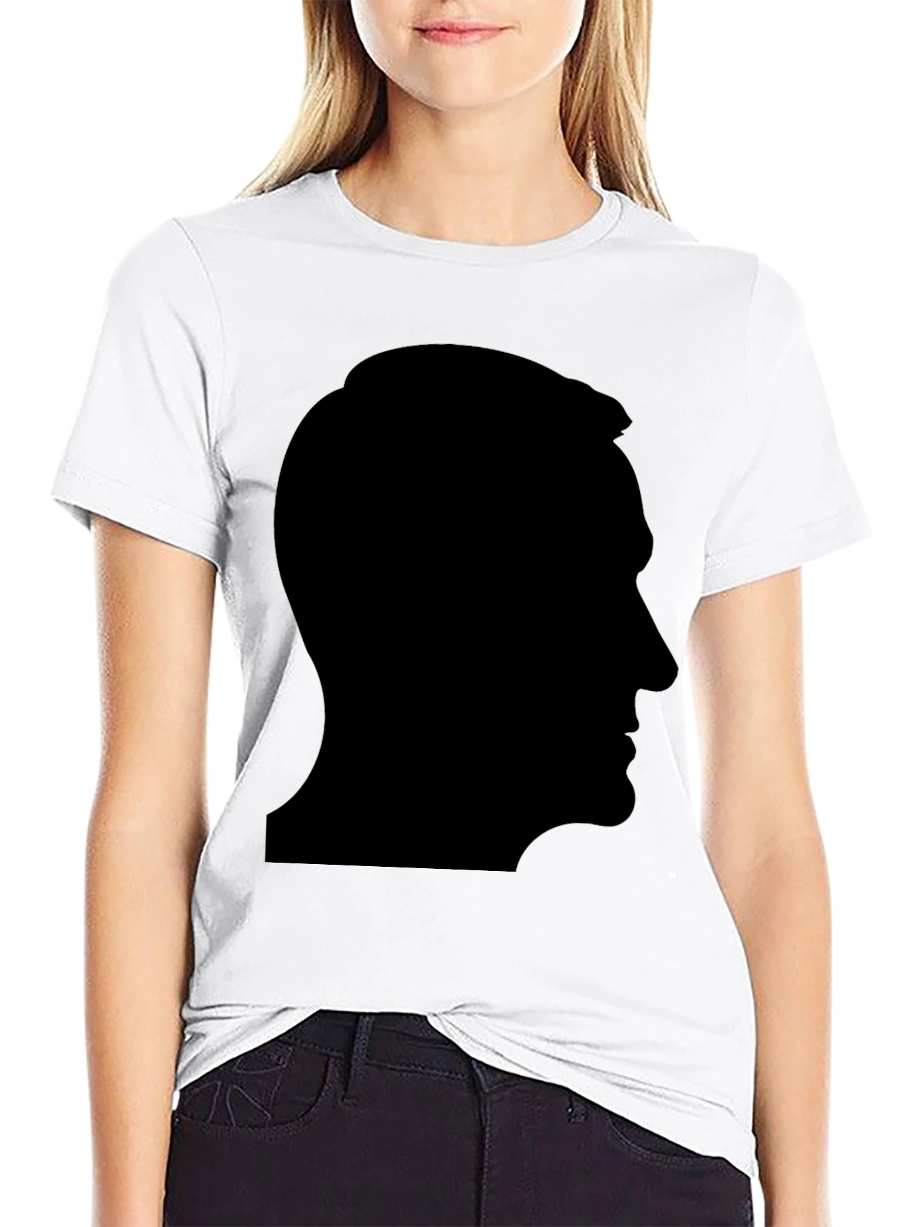 Silhouette Portrait Graphic Tee - Stylish Black T-Shirt