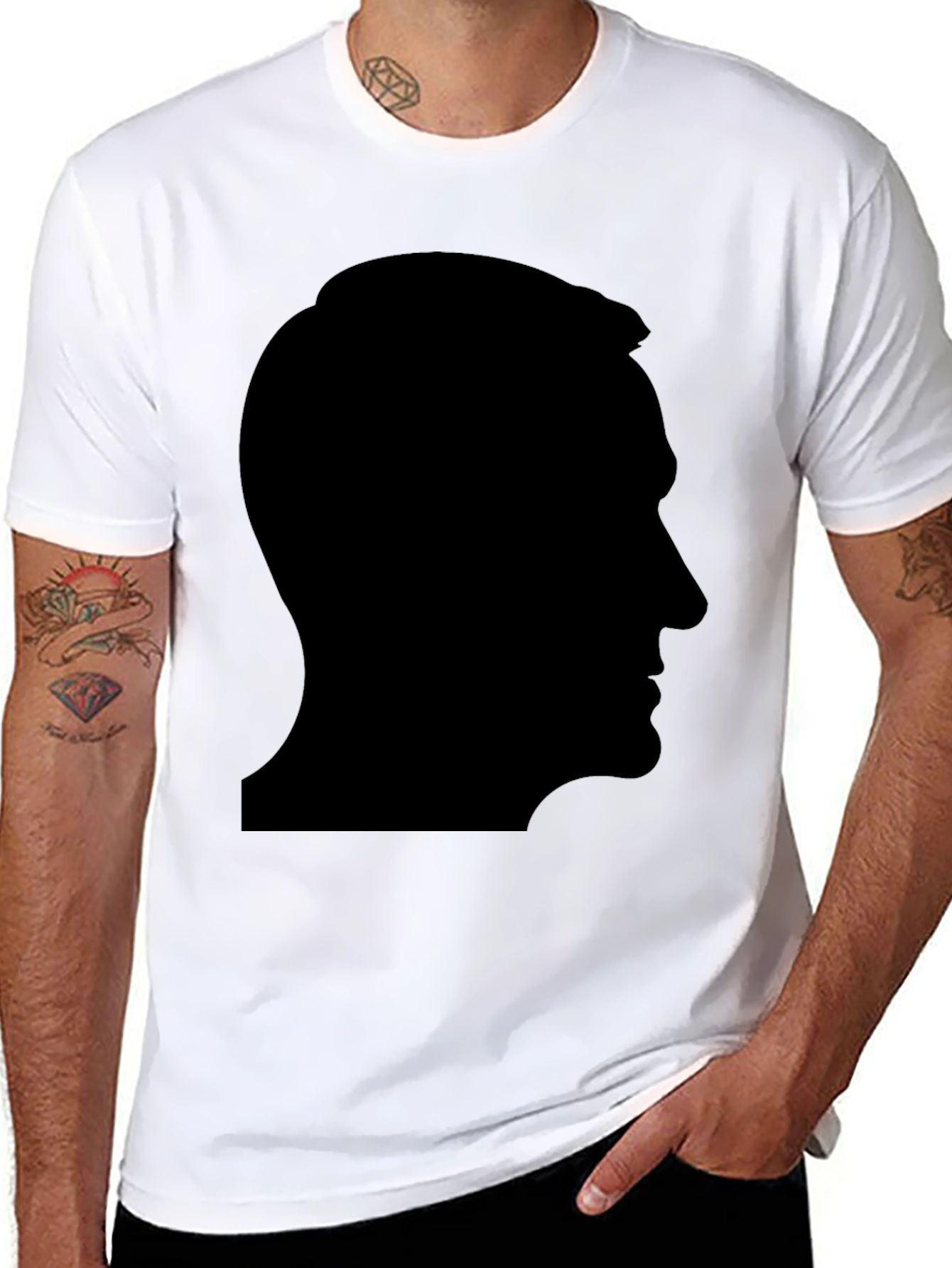 Silhouette Portrait Graphic Tee - Stylish Black T-Shirt