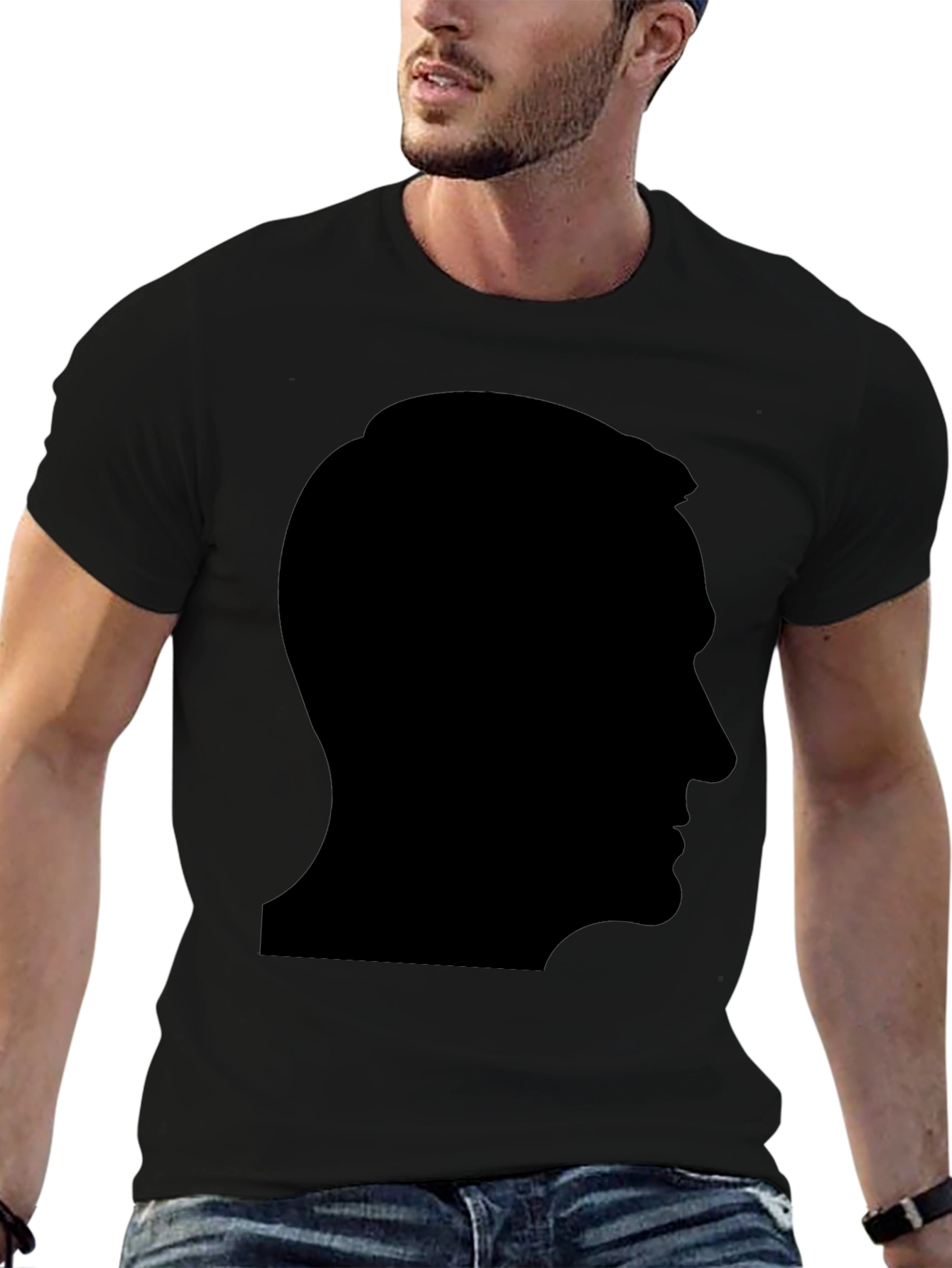 Silhouette Portrait Graphic Tee - Stylish Black T-Shirt