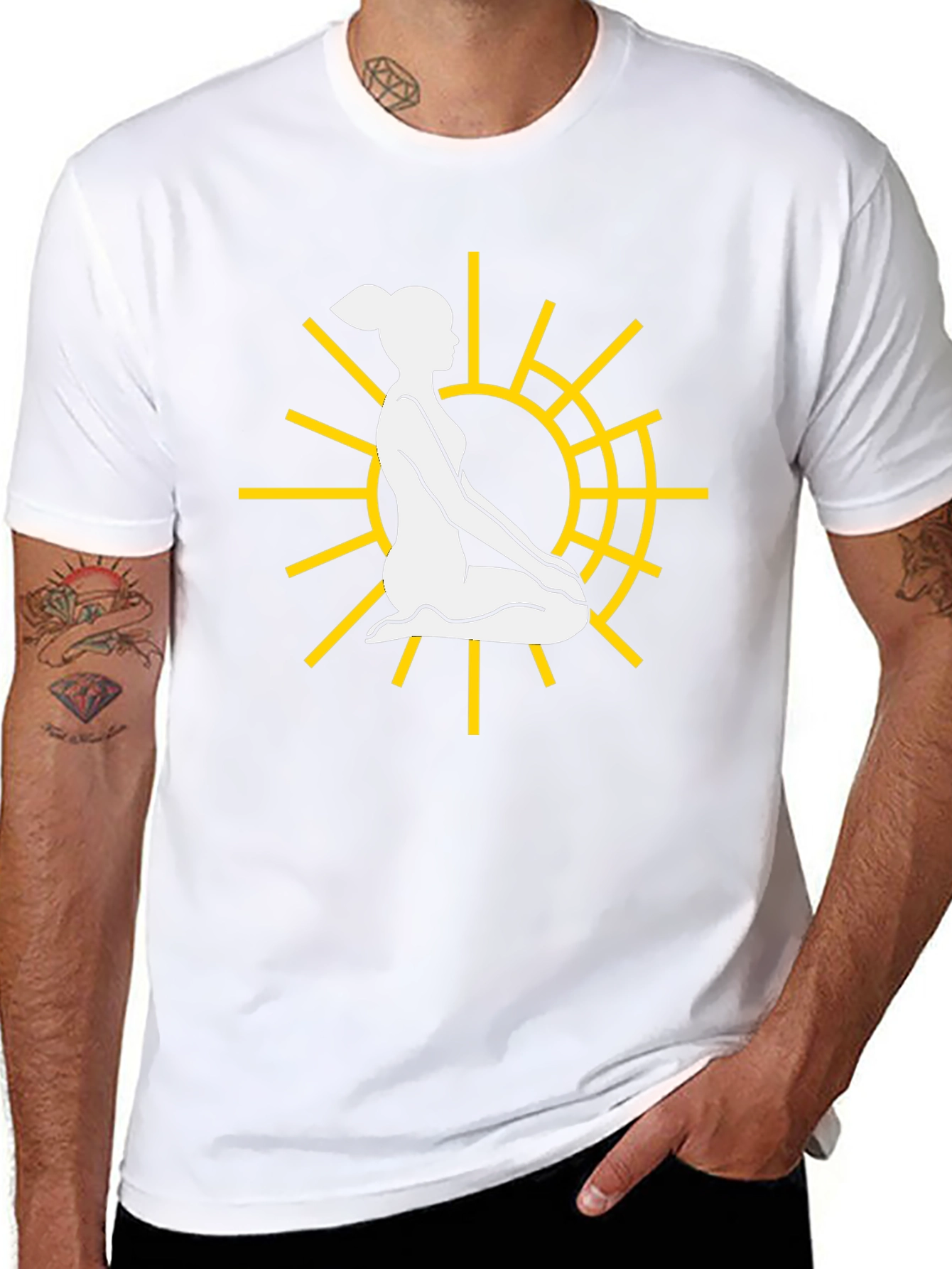 Yoga Sun Graphic Tee - Black Casual T-Shirt