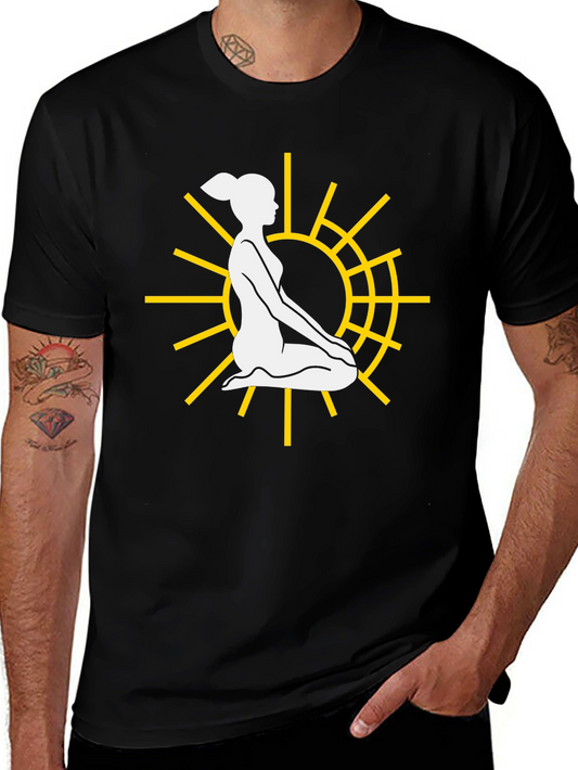 Yoga Sun Graphic Tee - Black Casual T-Shirt