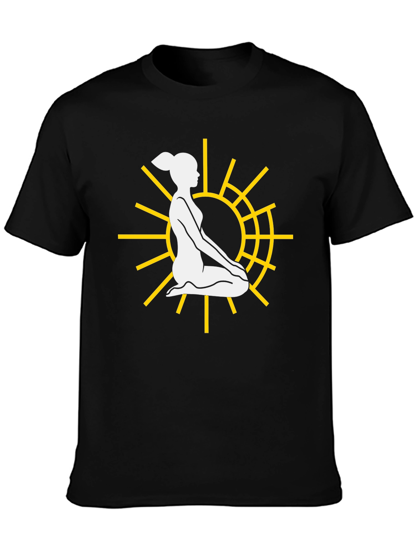 Yoga Sun Graphic Tee - Black Casual T-Shirt