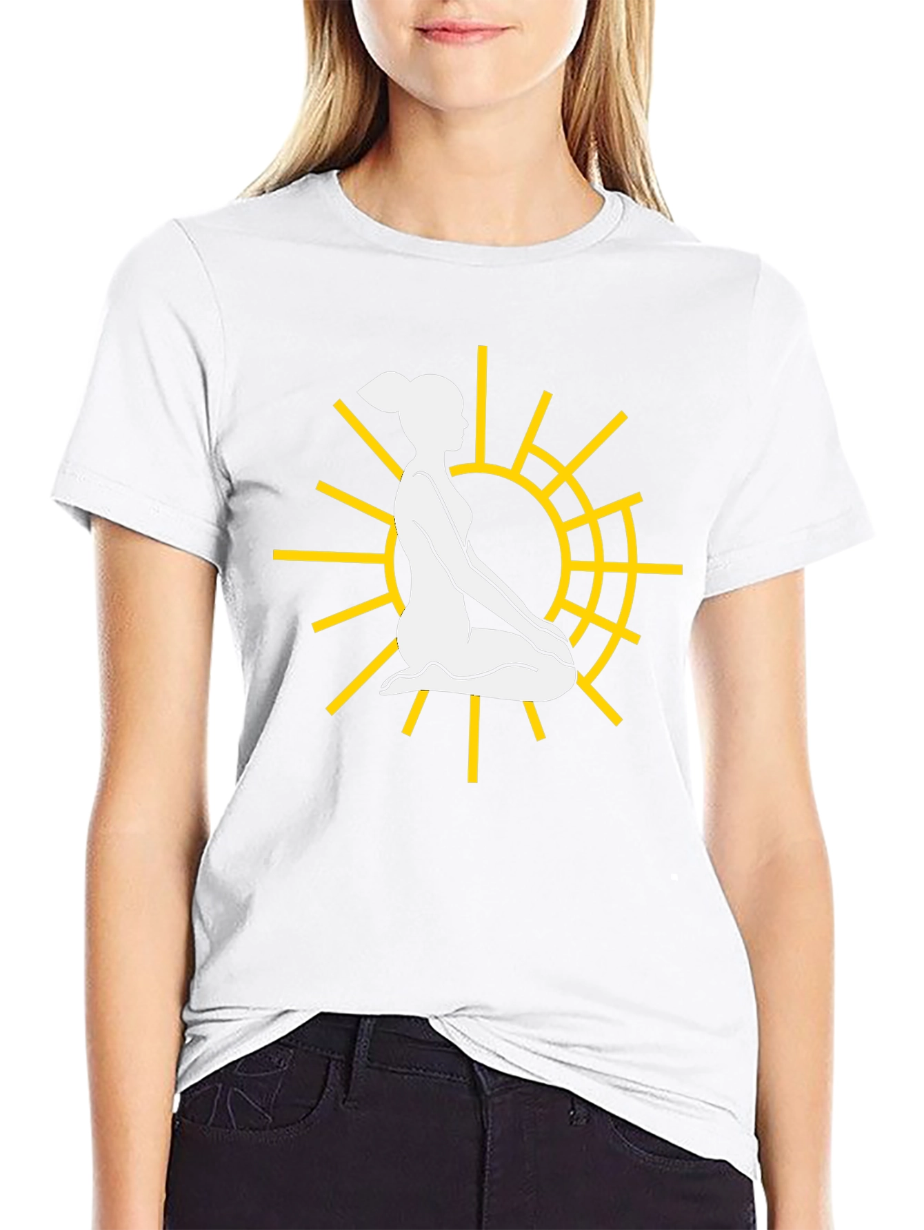 Yoga Sun Graphic Tee - Black Casual T-Shirt