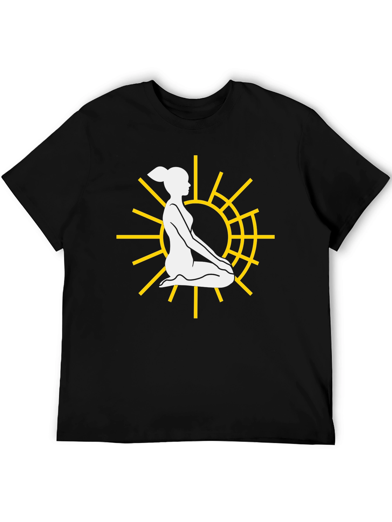 Yoga Sun Graphic Tee - Black Casual T-Shirt