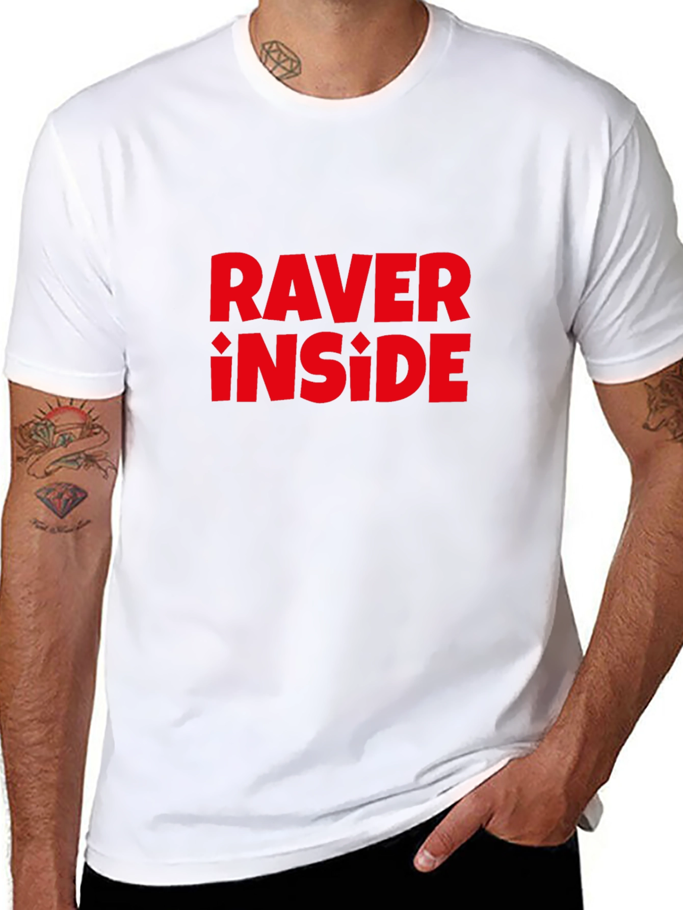 Raver Inside Graphic T-Shirt - Bold Red Design
