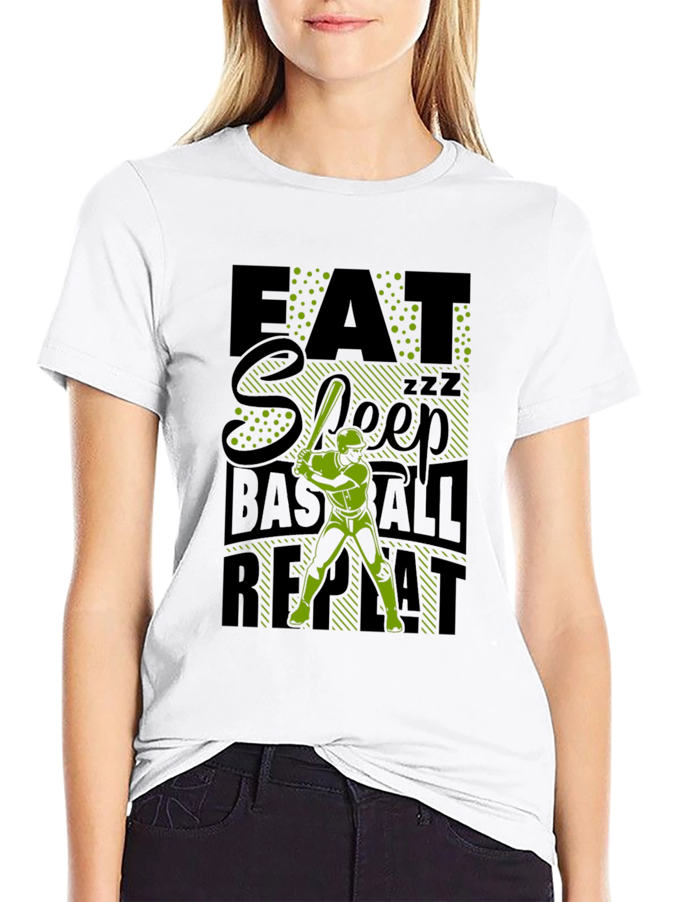 Eat Sleep Baseball Repeat Graphic Tee - Black