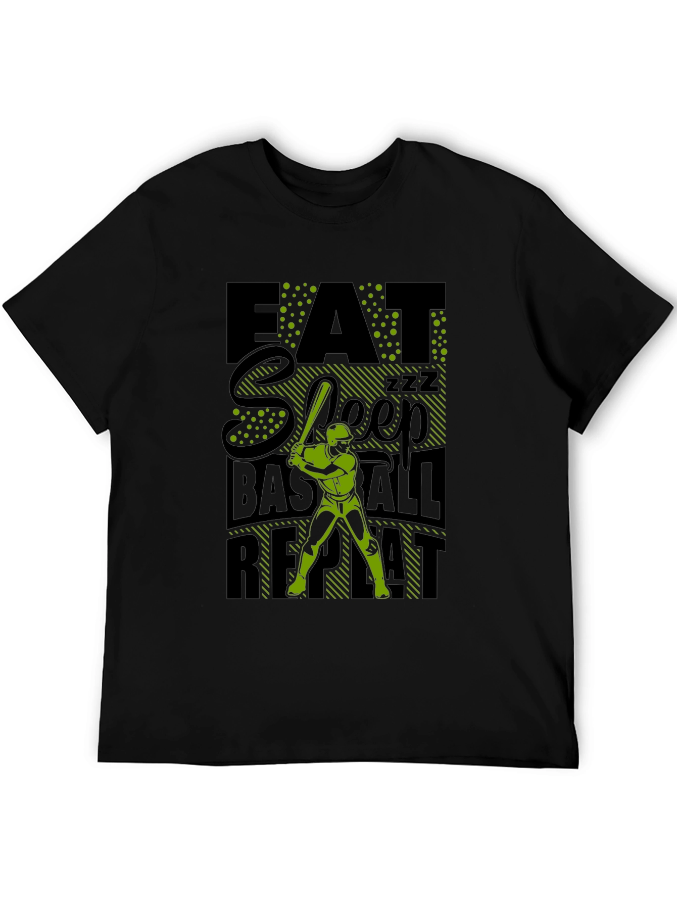 Eat Sleep Baseball Repeat Graphic Tee - Black