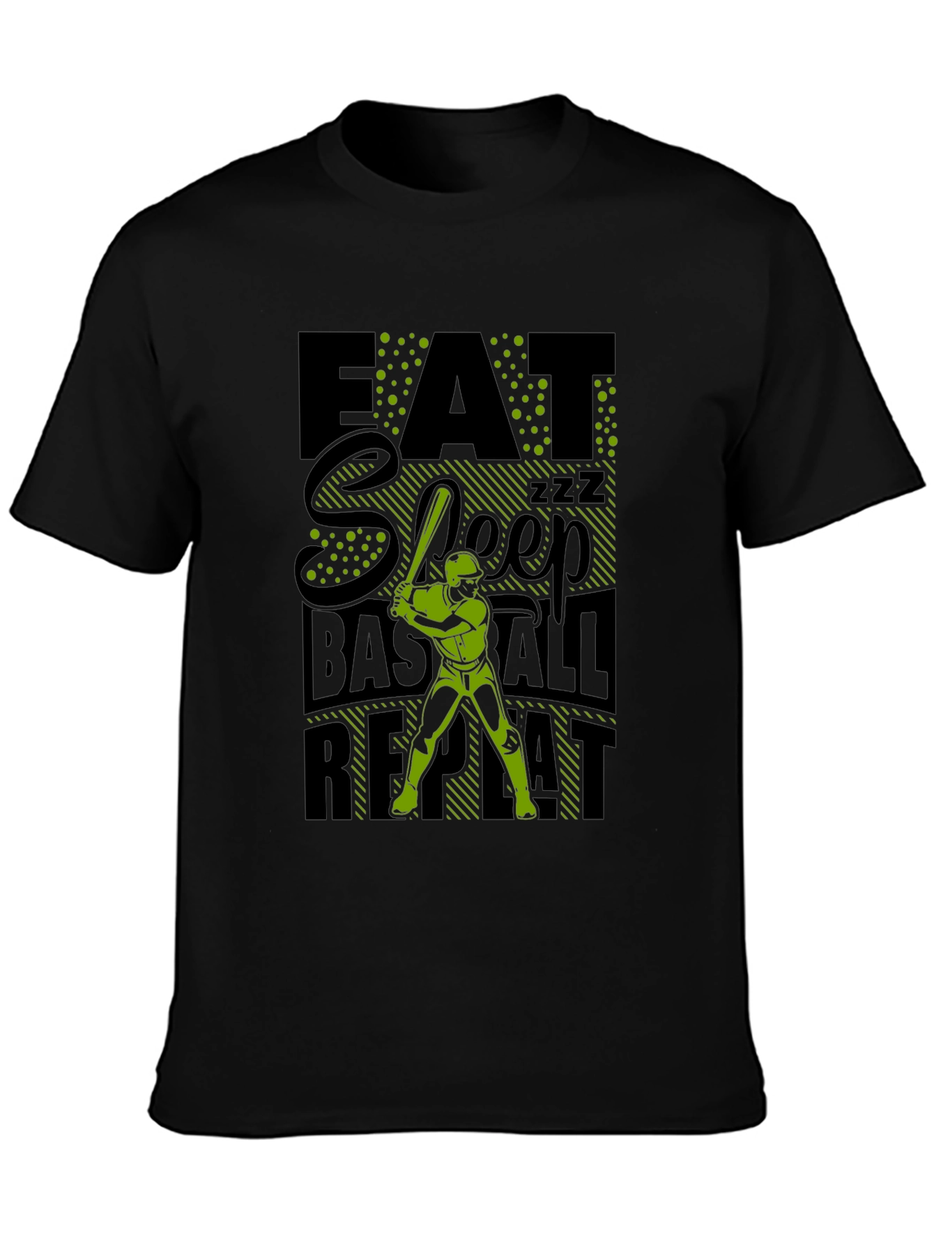 Eat Sleep Baseball Repeat Graphic Tee - Black