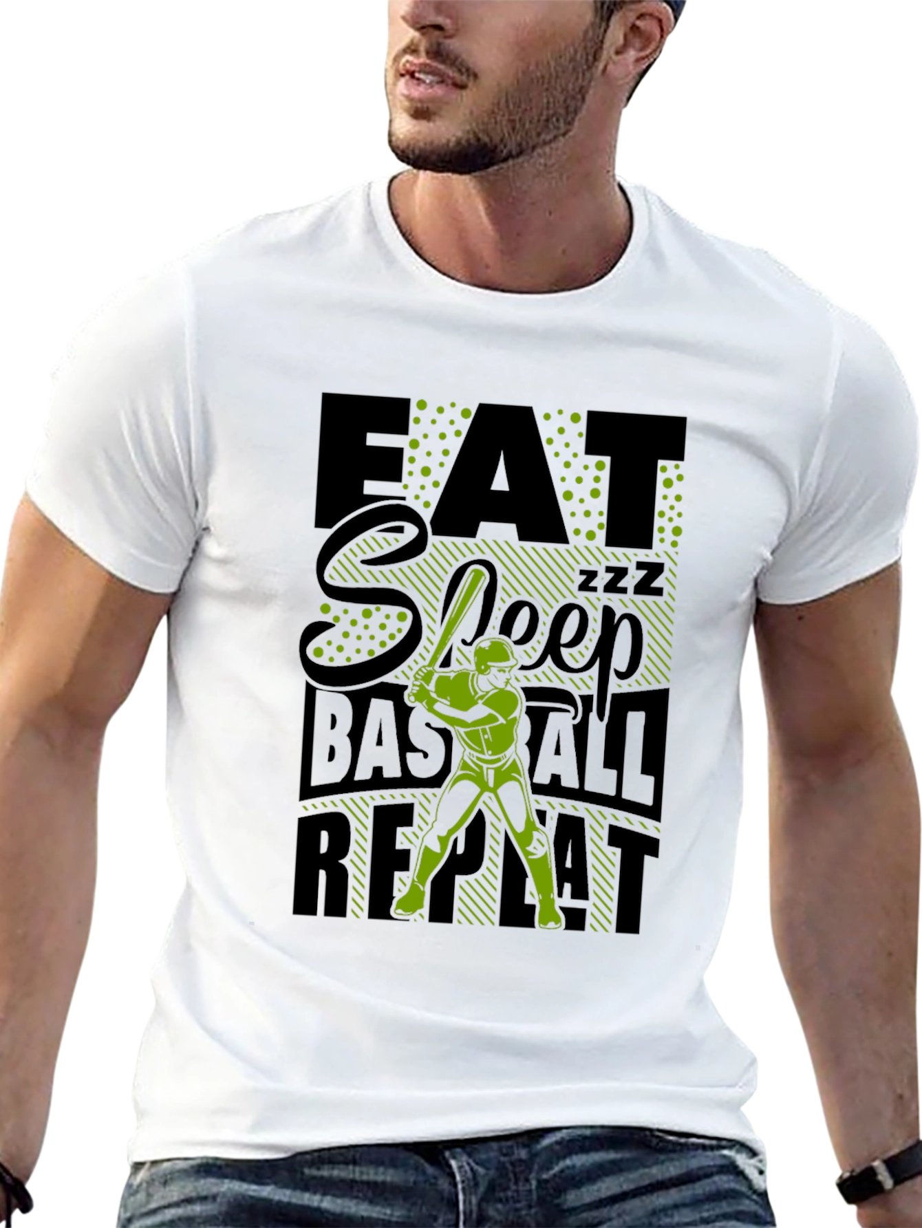 Eat Sleep Baseball Repeat Graphic Tee - Black