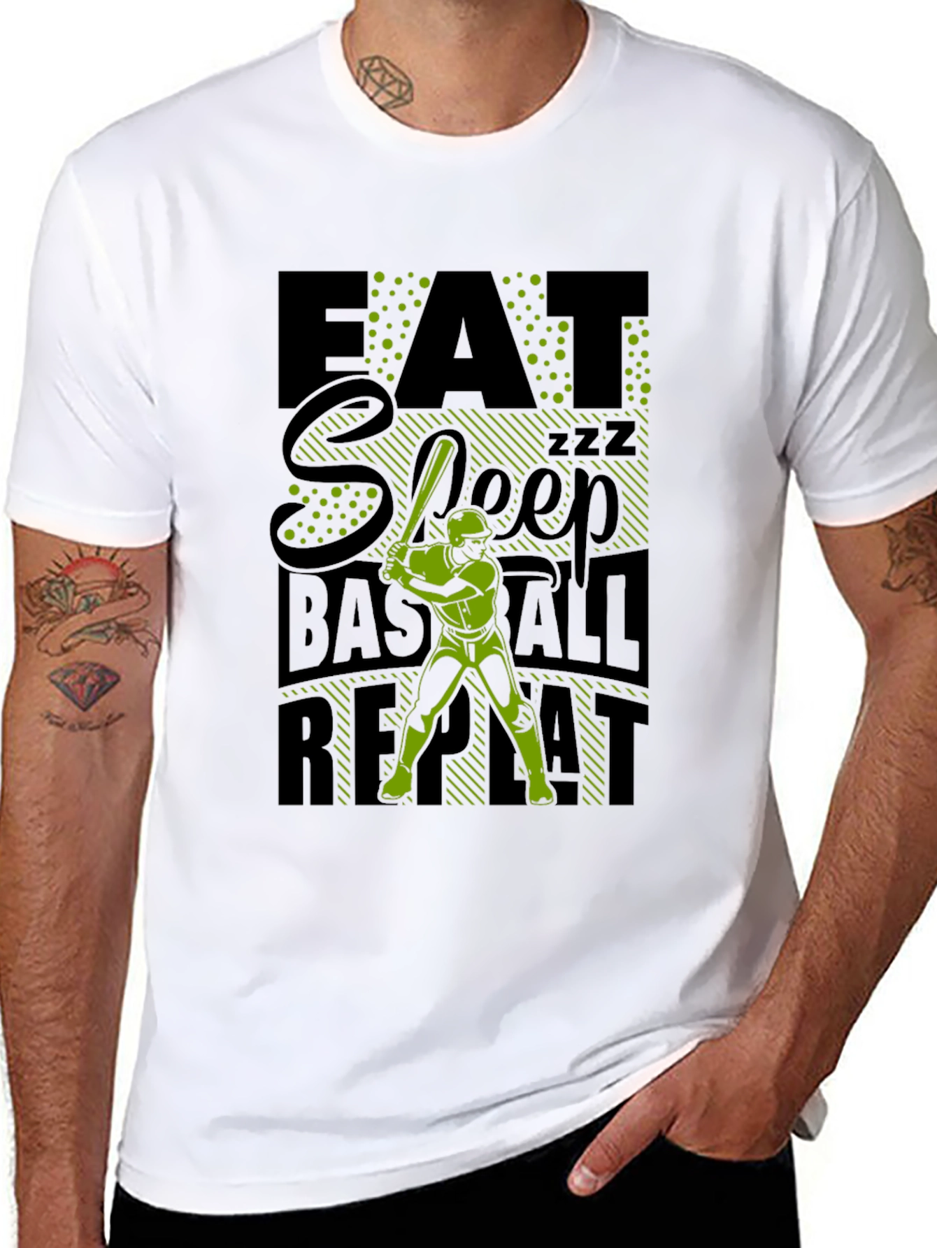 Eat Sleep Baseball Repeat Graphic Tee - Black