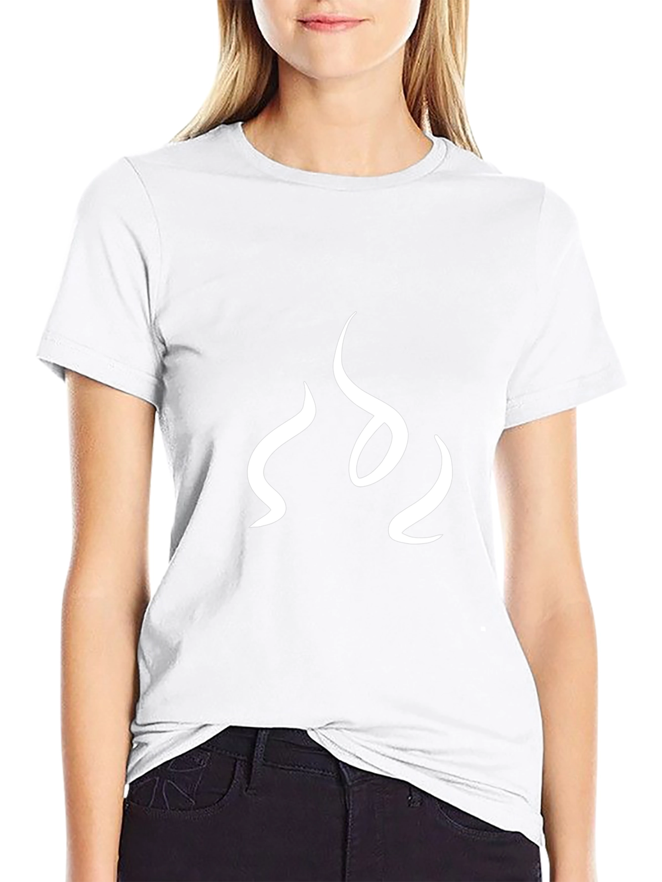 Mens Black T-Shirt with Abstract White Flame Design