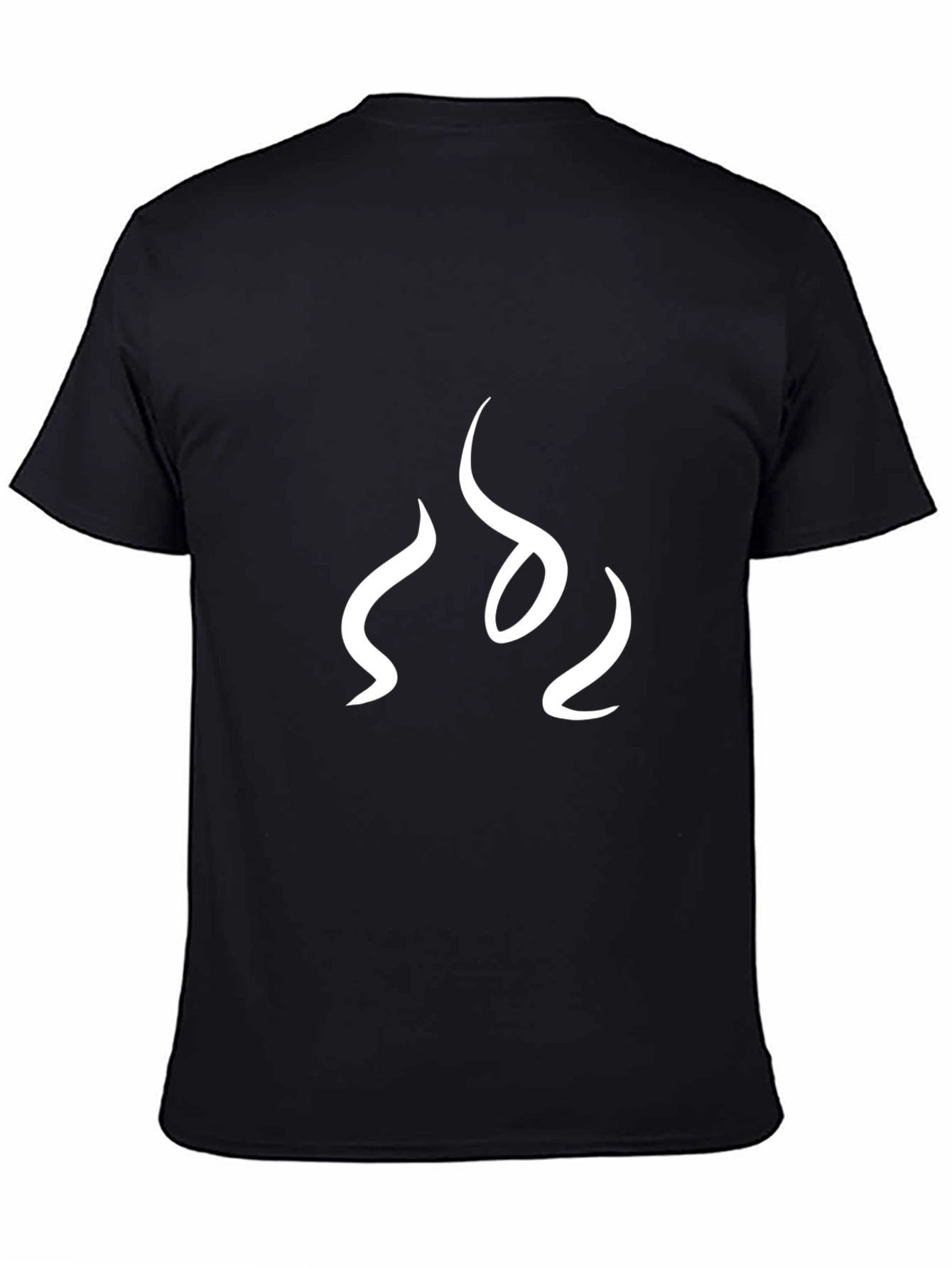 Mens Black T-Shirt with Abstract White Flame Design