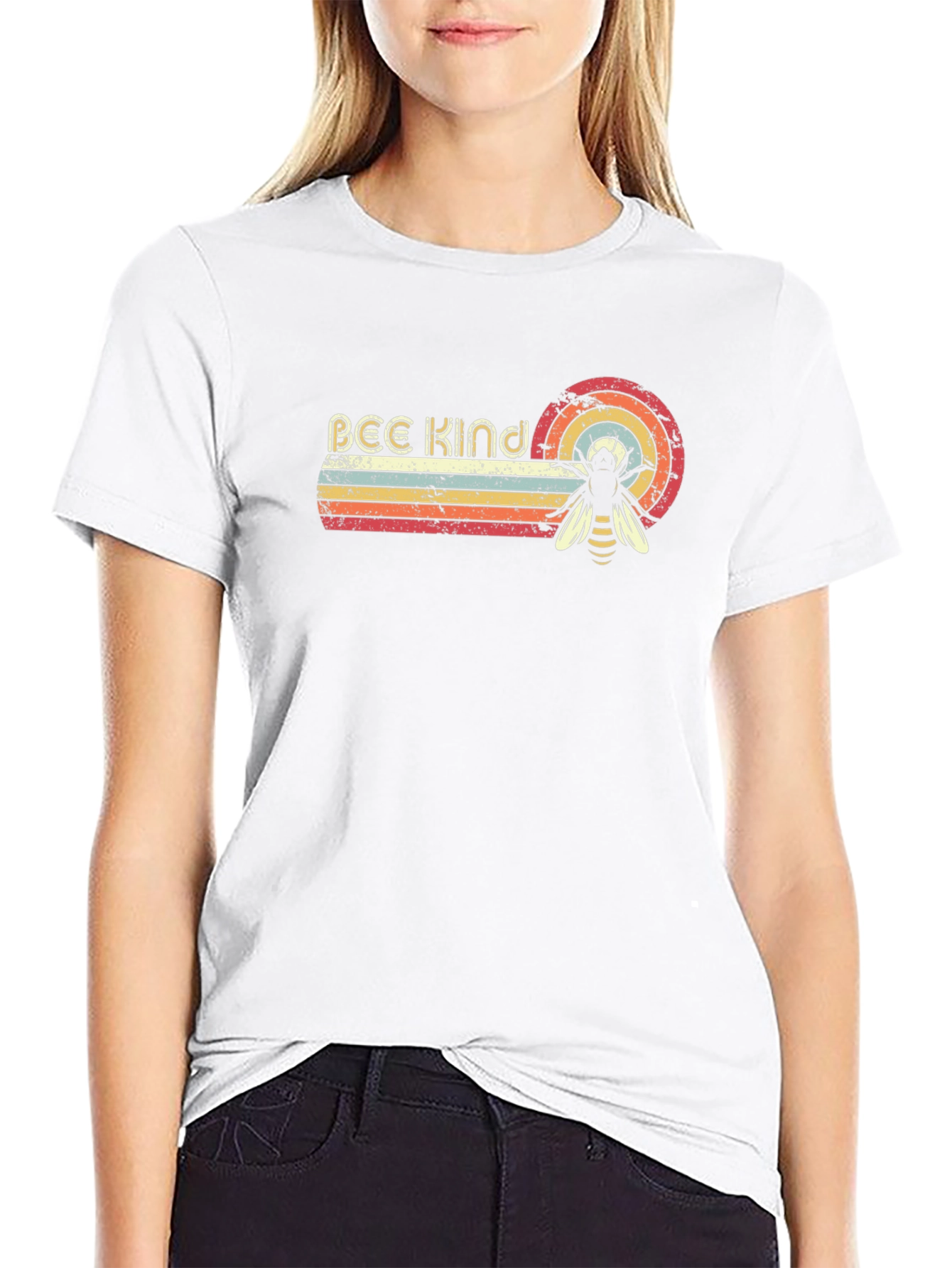 Bee Kind Retro Graphic Tee - Unisex Black T-Shirt