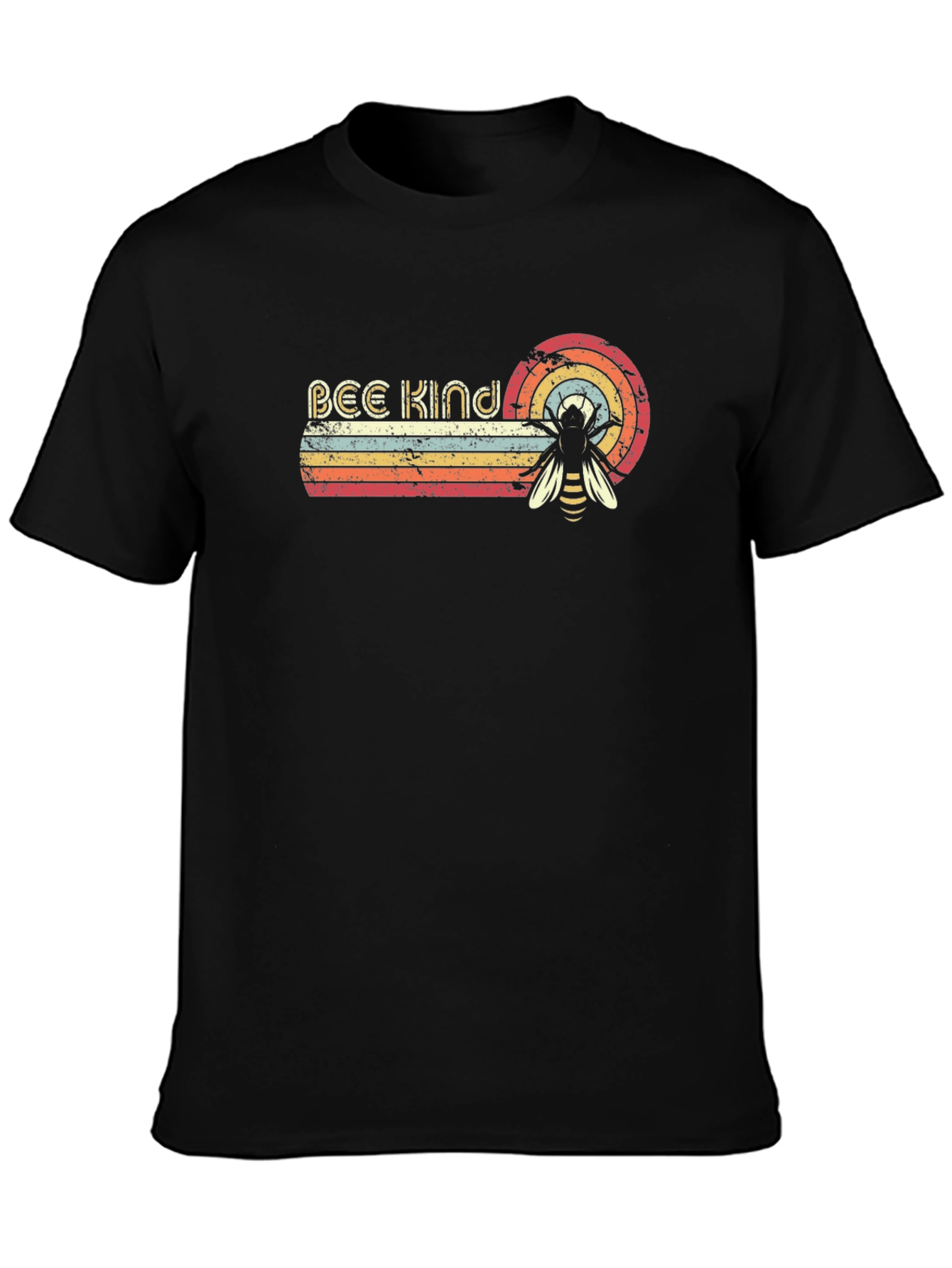 Bee Kind Retro Graphic Tee - Unisex Black T-Shirt