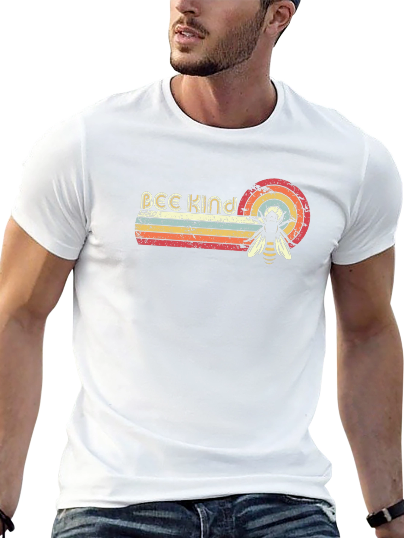 Bee Kind Retro Graphic Tee - Unisex Black T-Shirt