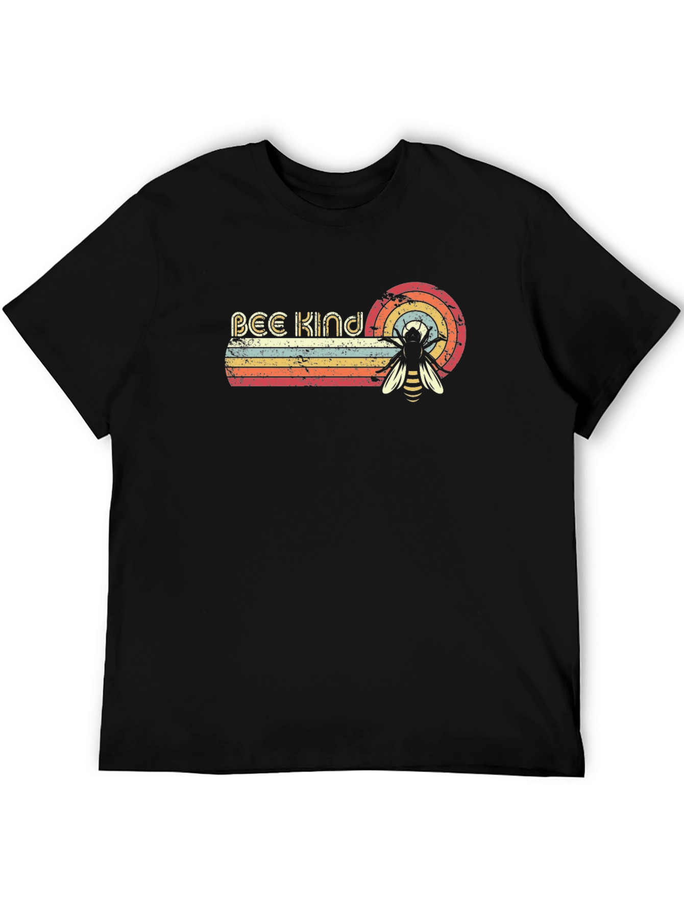 Bee Kind Retro Graphic Tee - Unisex Black T-Shirt