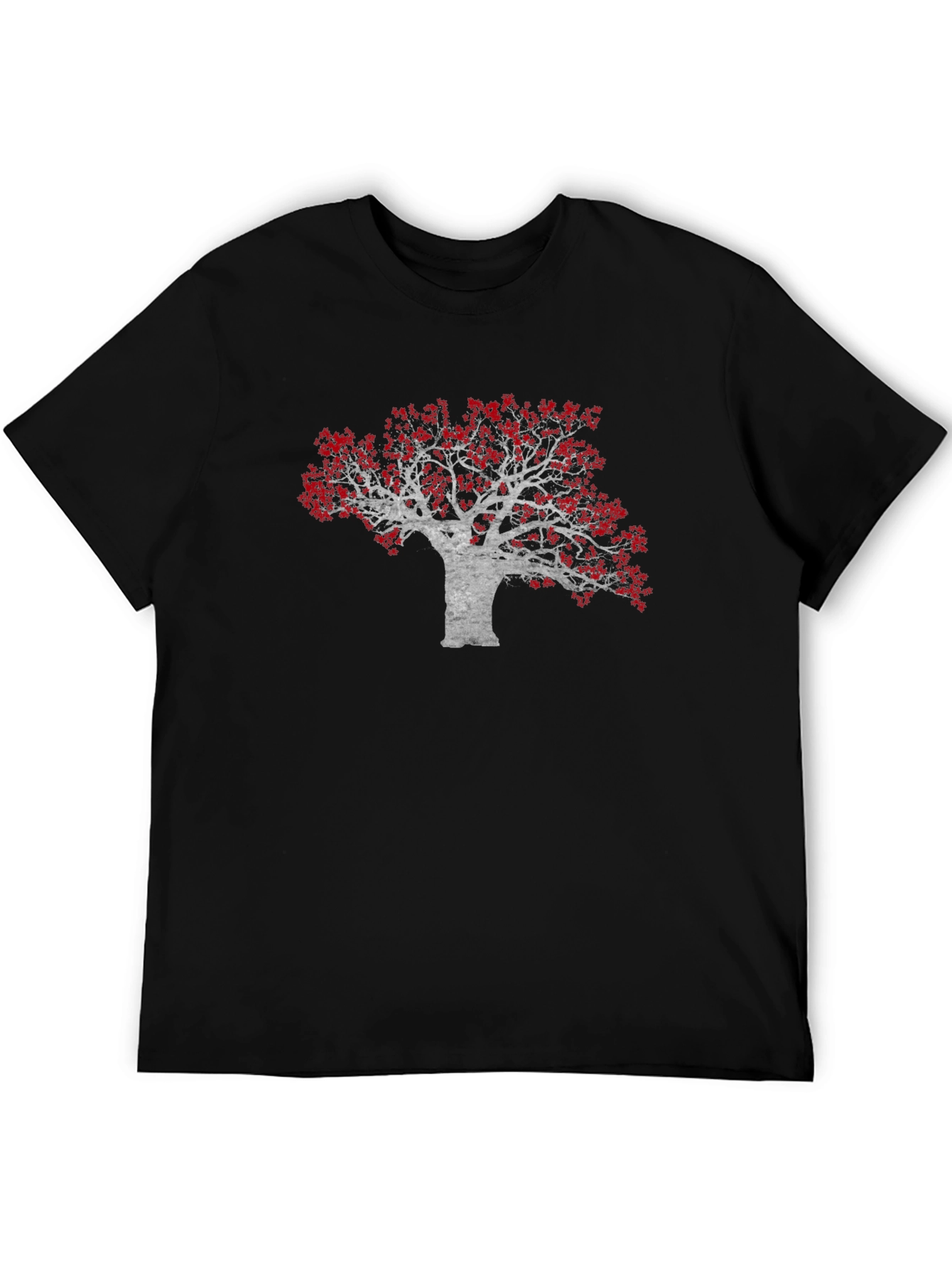Red Leaf Tree Graphic Black Tee
