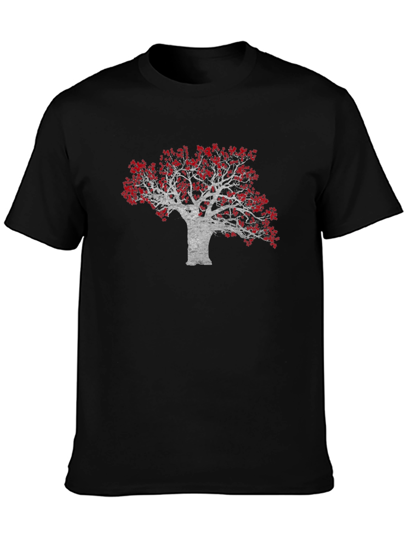 Red Leaf Tree Graphic Black Tee