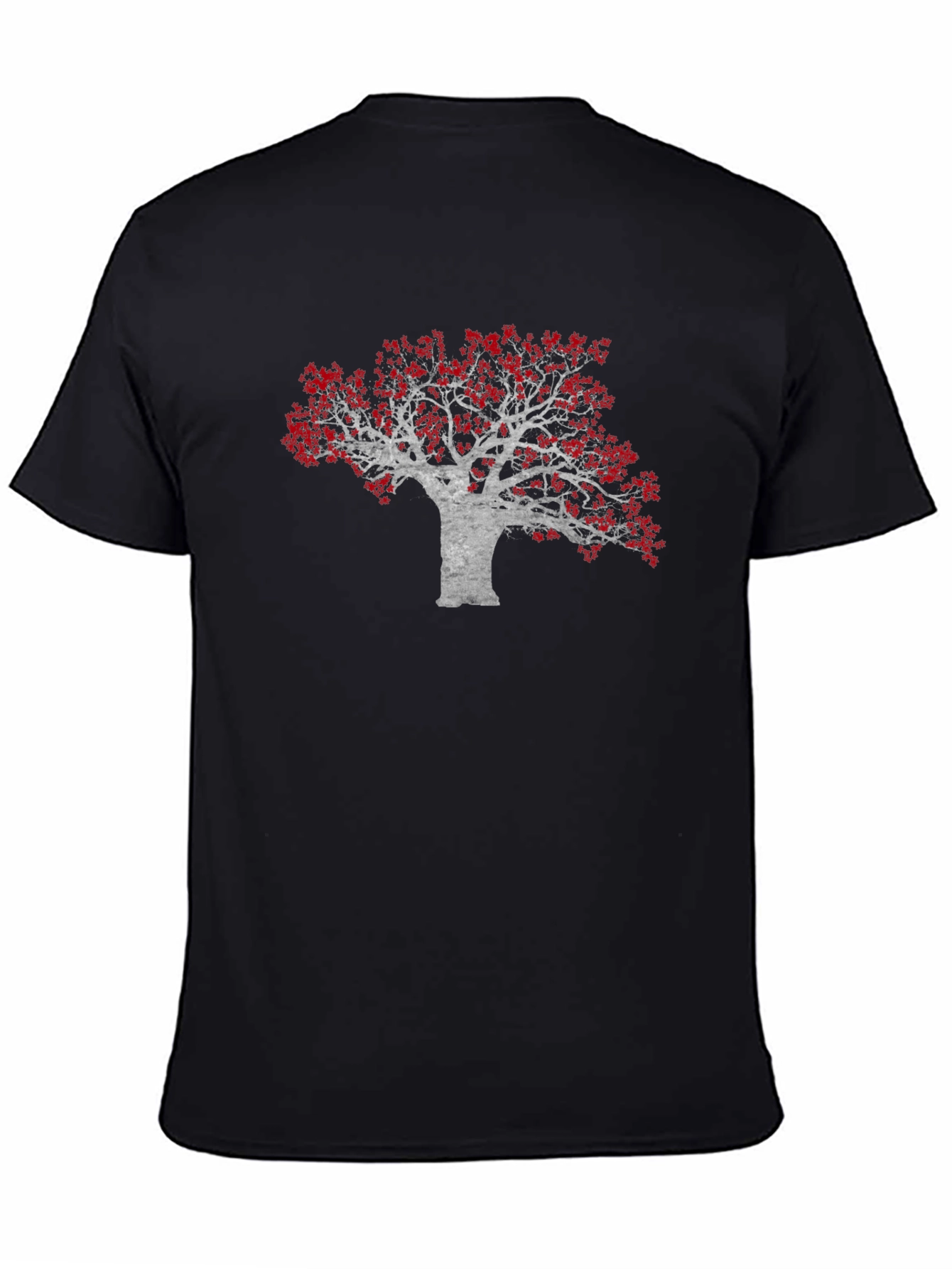 Red Leaf Tree Graphic Black Tee
