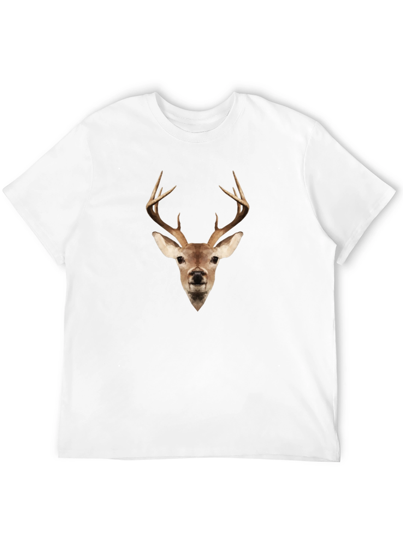 Geometric Deer Head Black Tee - Modern Wildlife Style