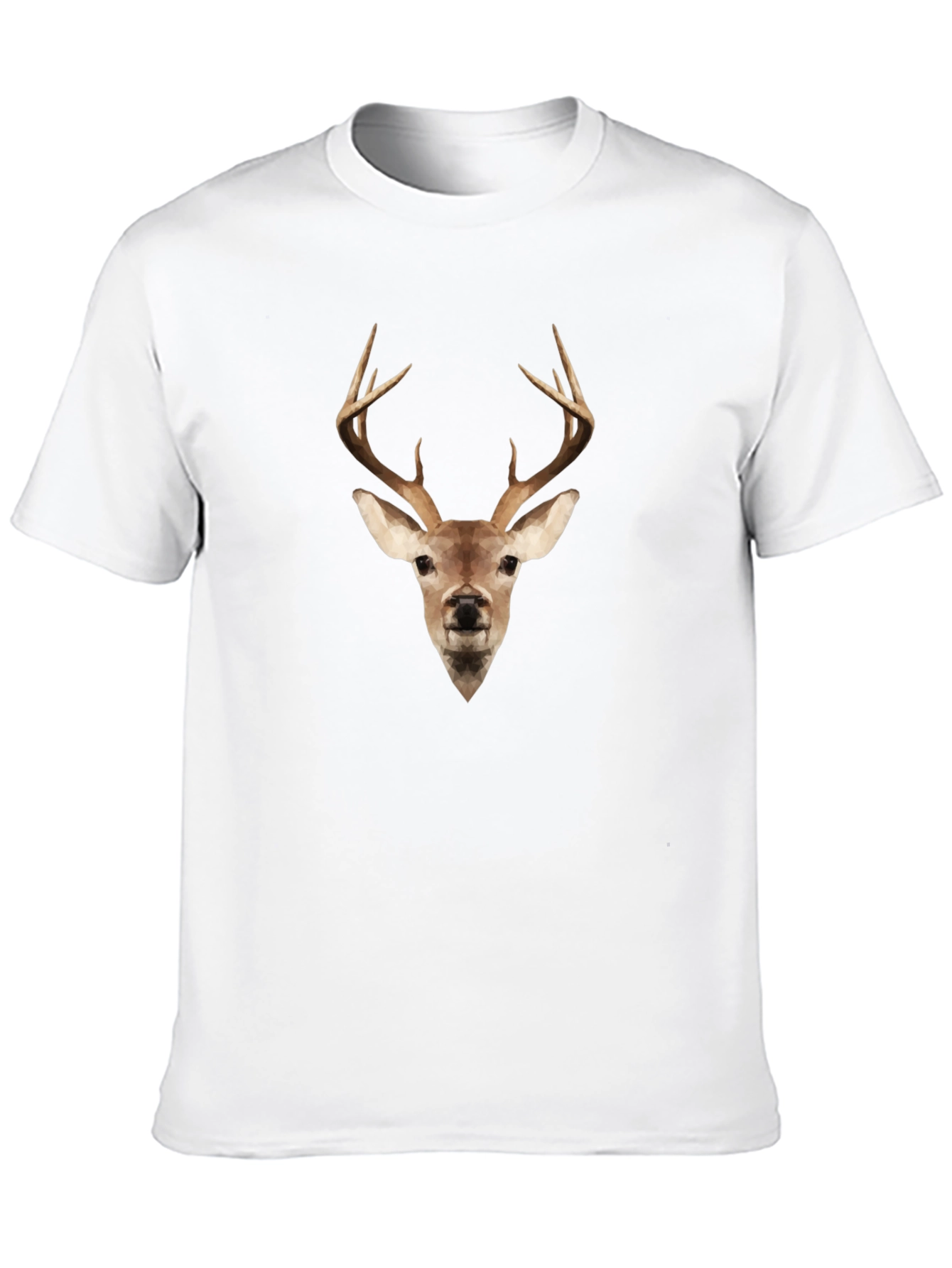 Geometric Deer Head Black Tee - Modern Wildlife Style